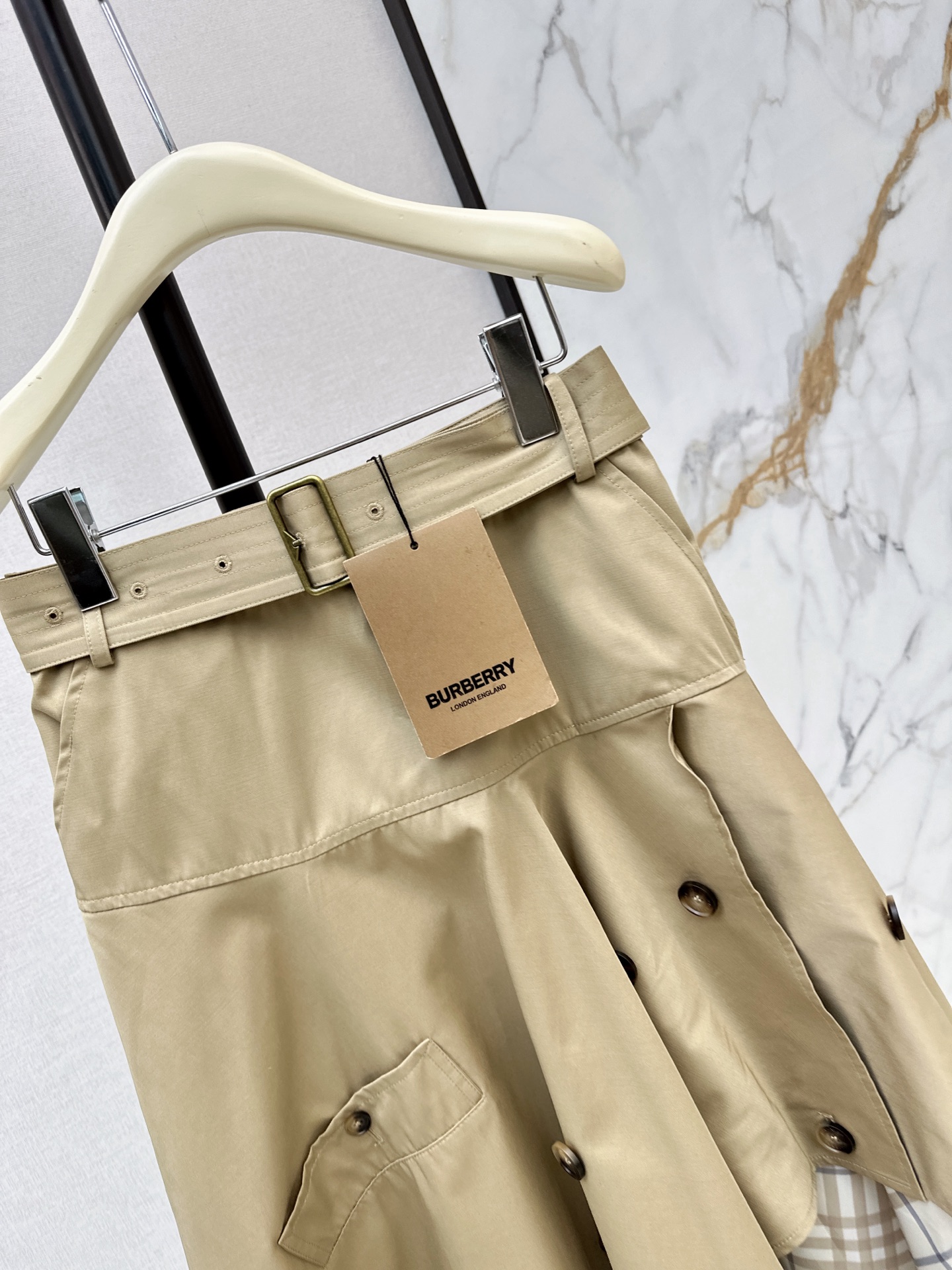 Bur 26fw asymmetric belted trench skirt
