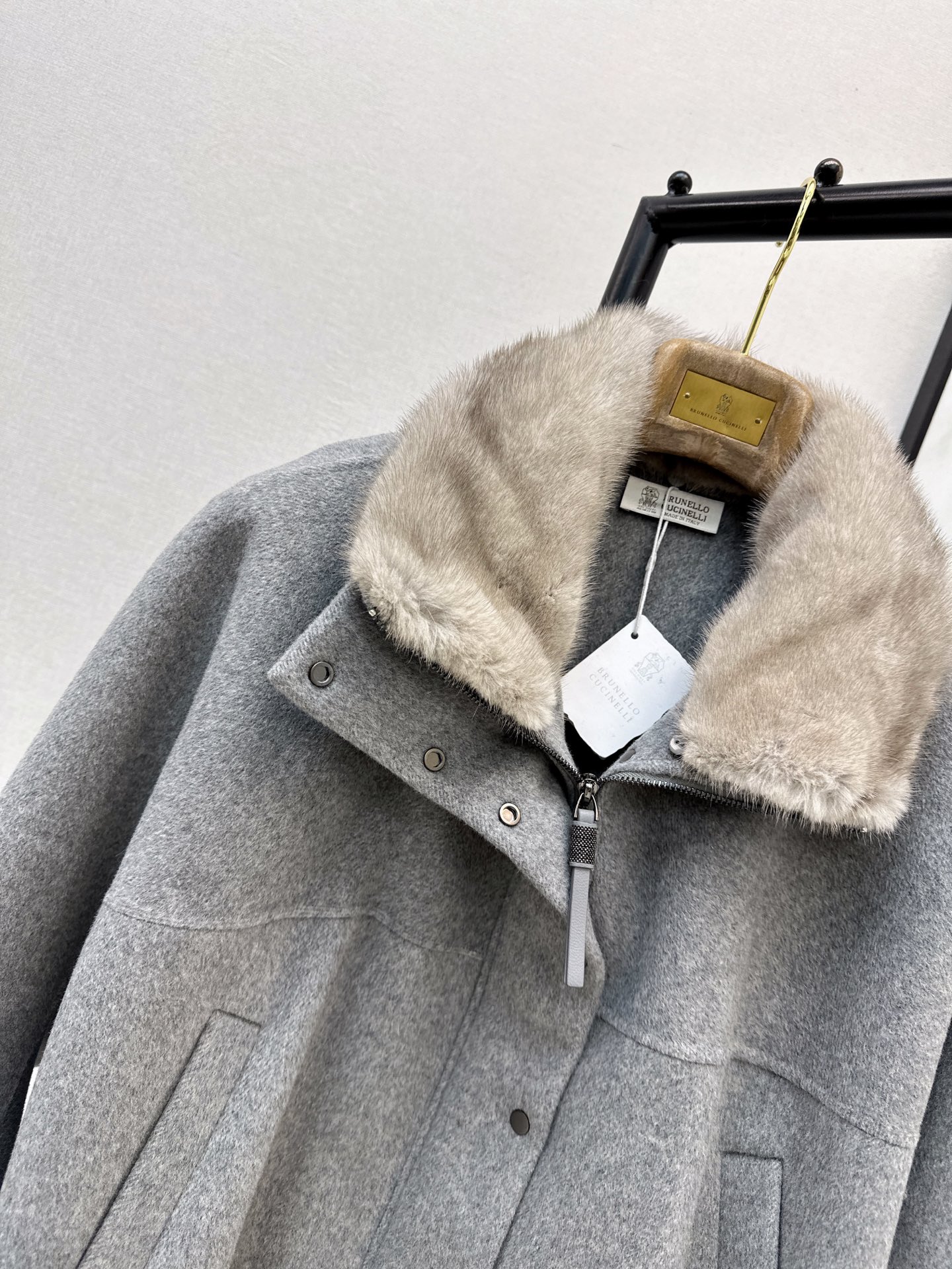 Brun 26fw fur-trim wool jacket