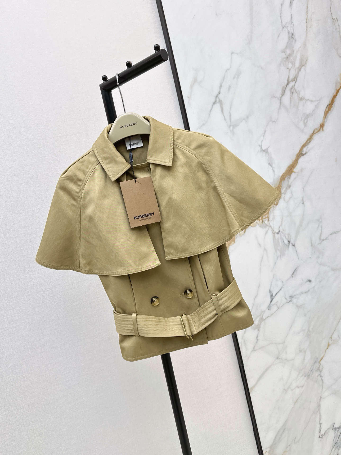 Burb 26ss cropped cape trench coats