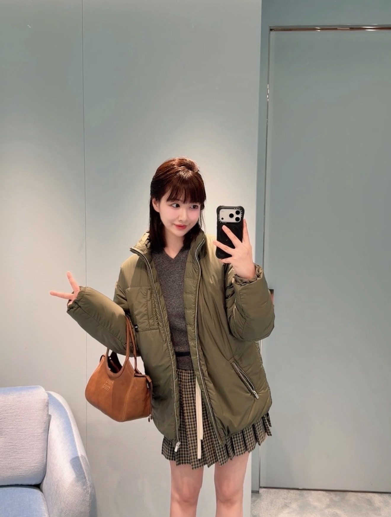 Miu 26fw zip-up down jacket