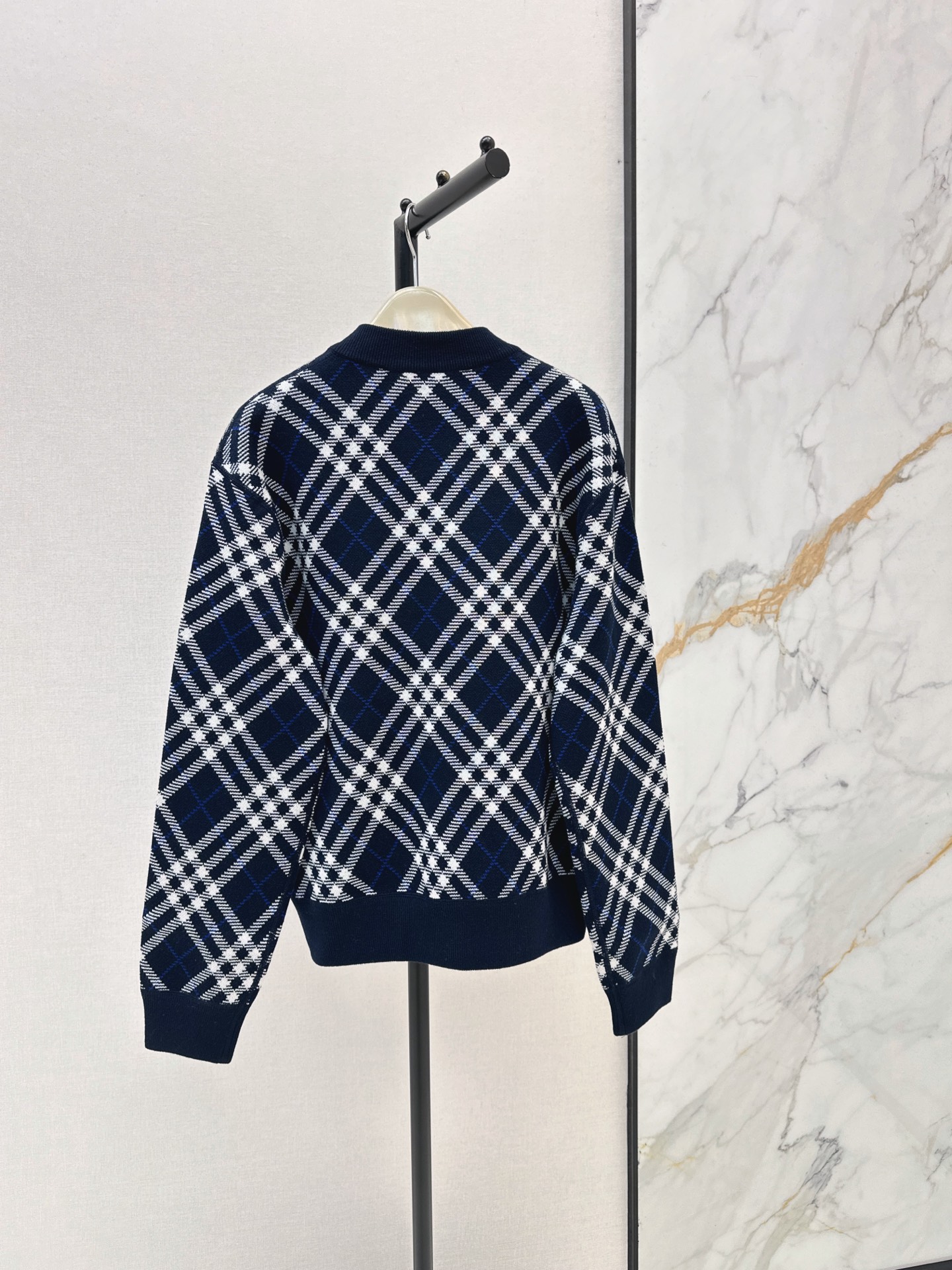 Bur 26fw check knit cardigan
