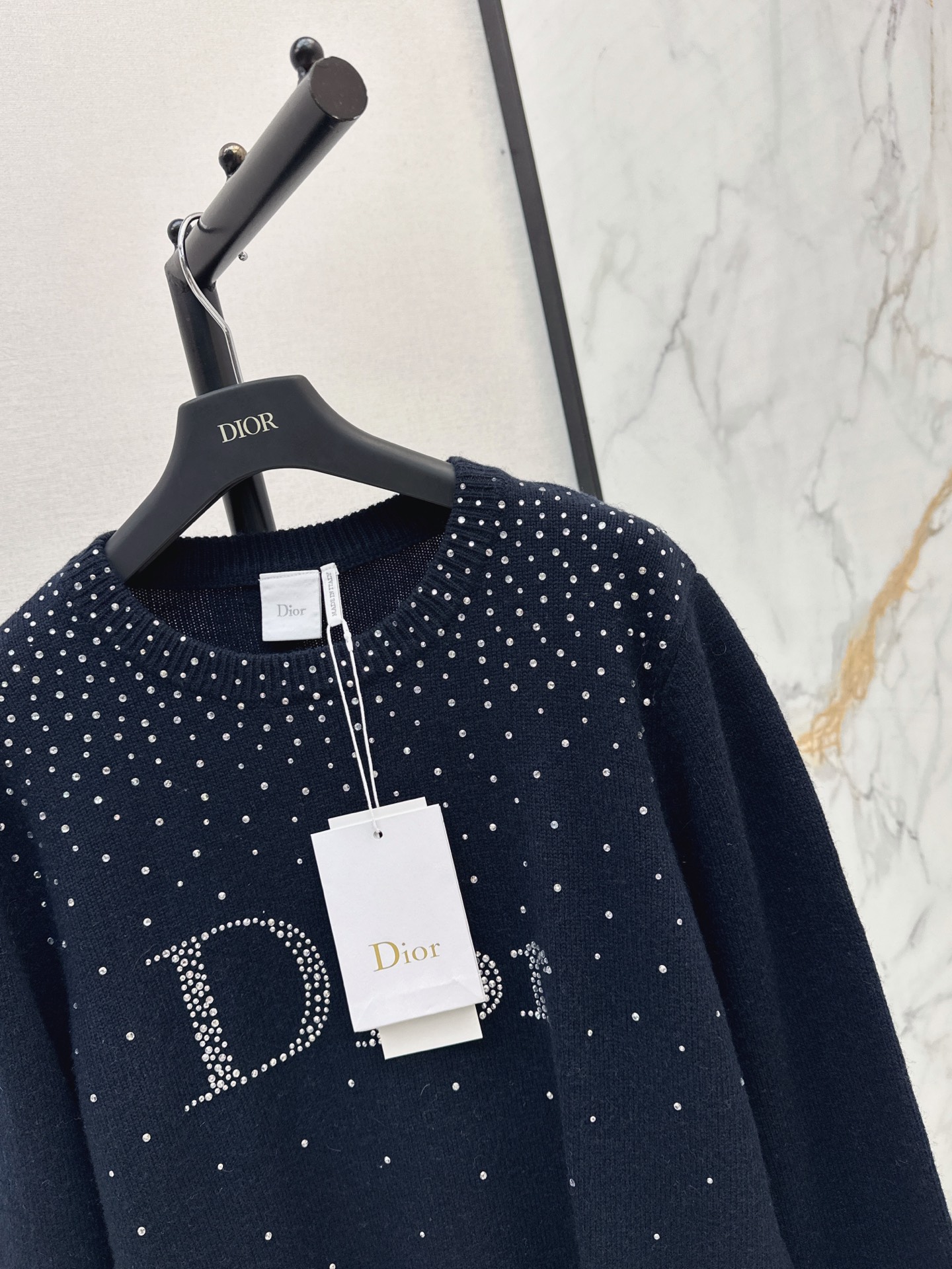 CD 26fw rhinestooth knit sweater