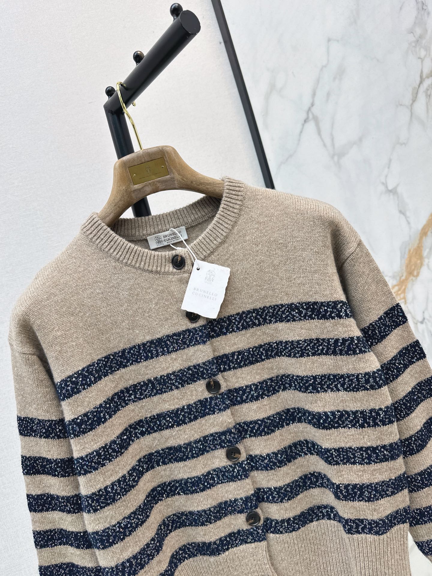 Brun 26fw stripe knit cardigan