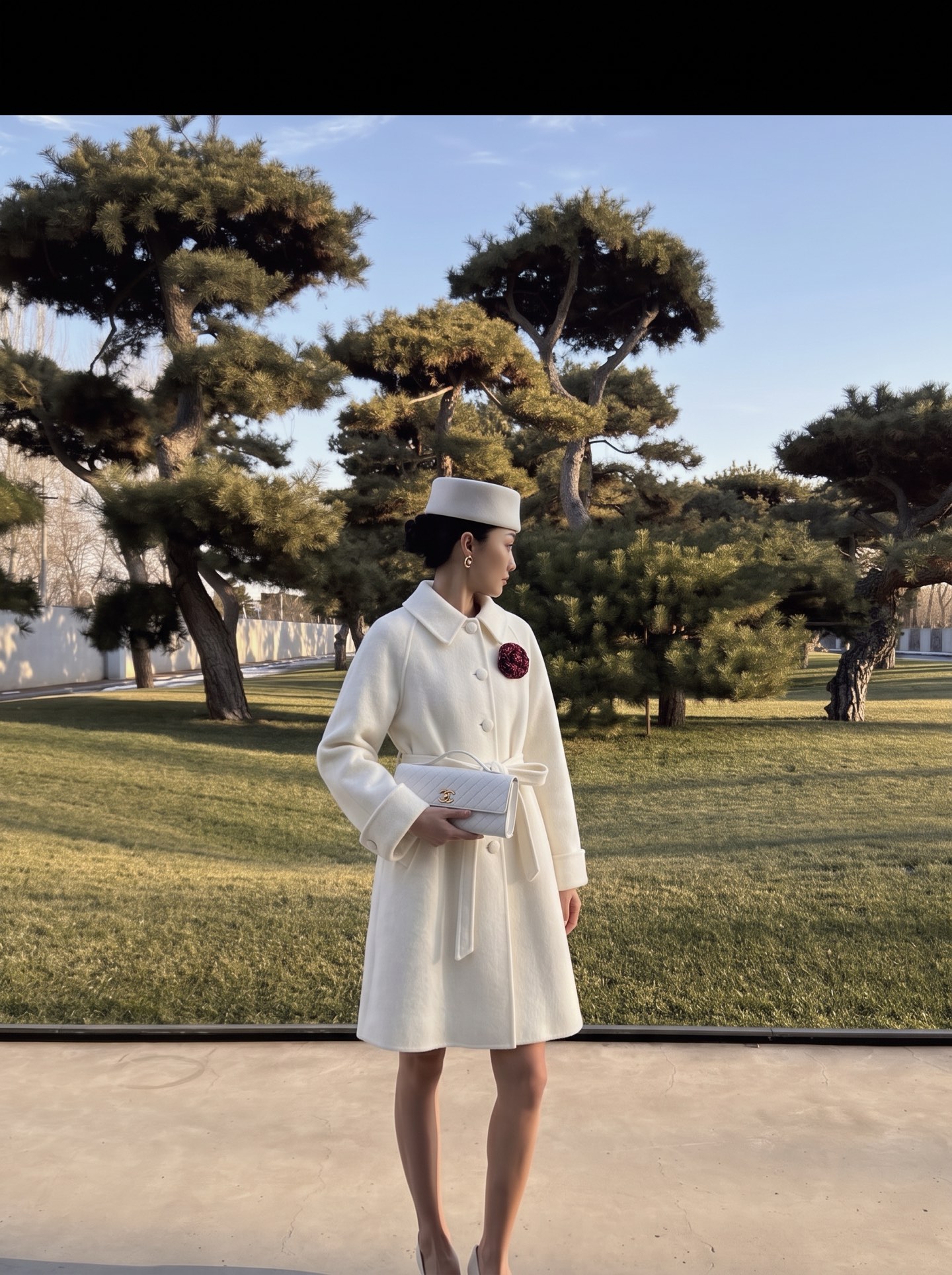 Chan 26fw 3d floarl belted overcoats