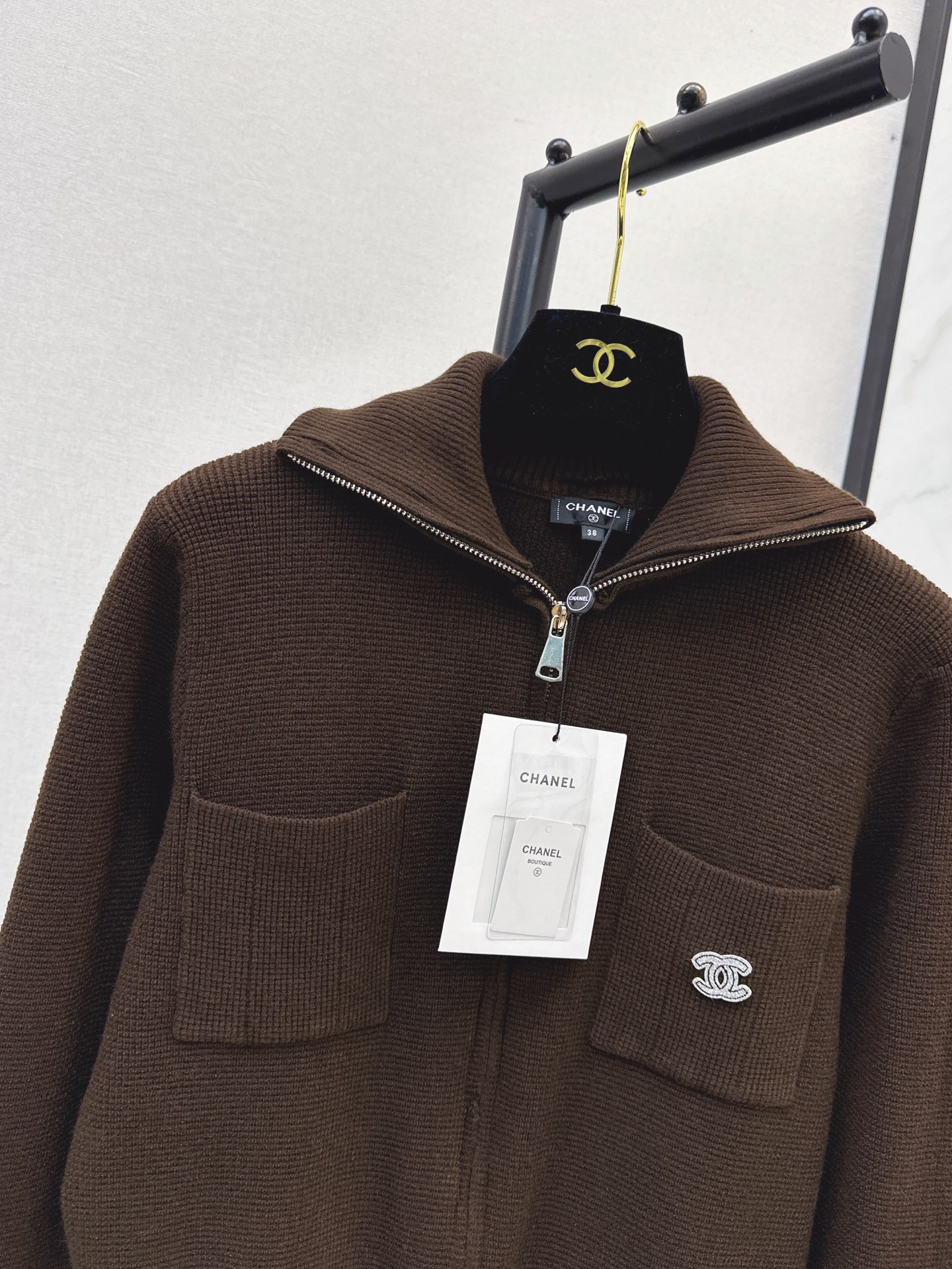 Chan 26fw zip-up knit cardigan