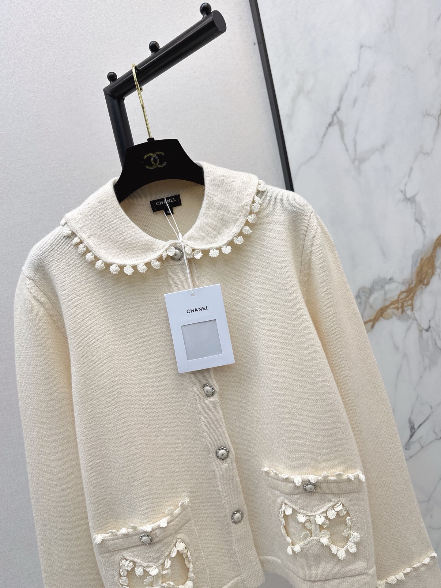 Chan 26fw lace-trim cardigan