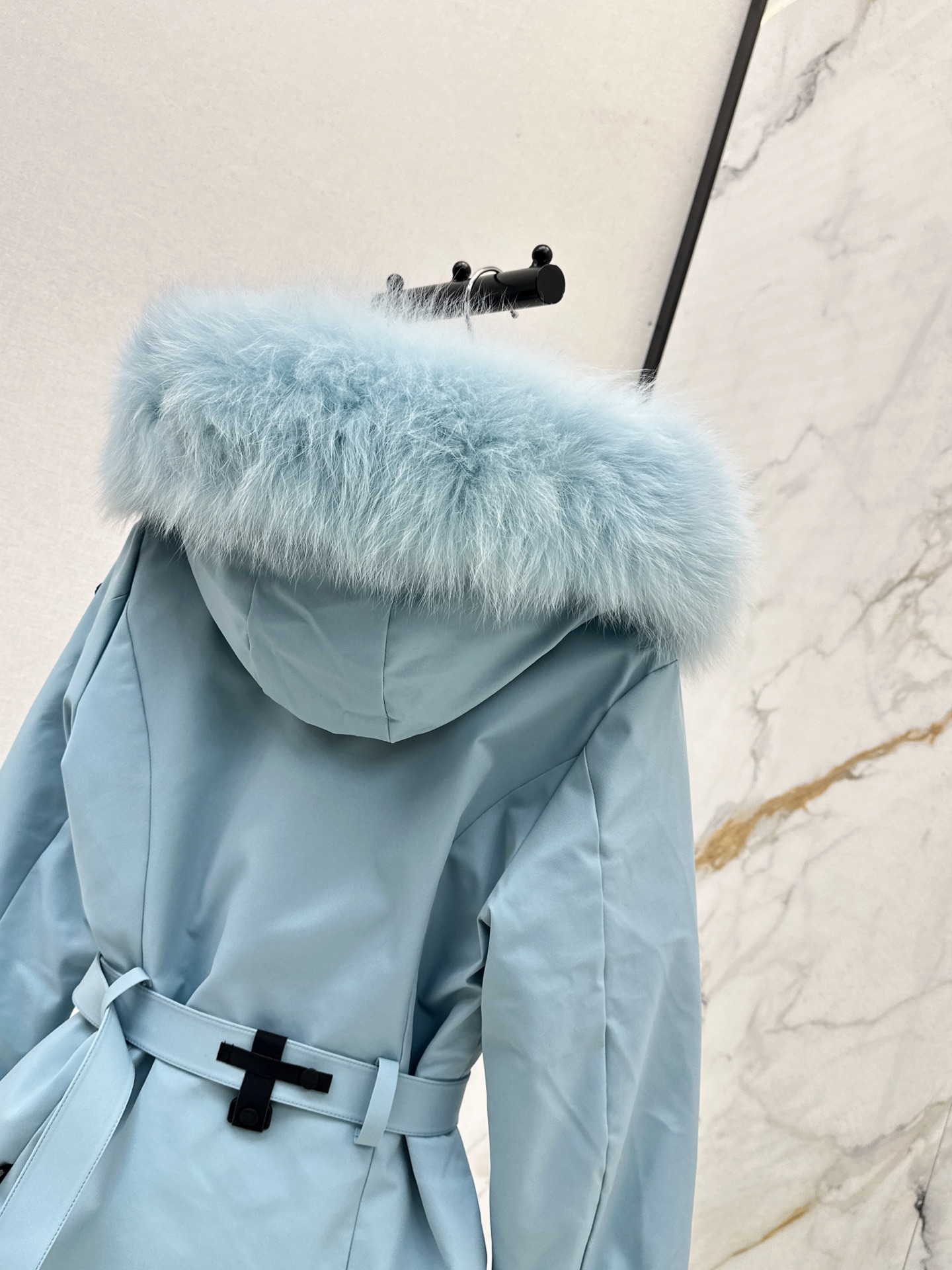 Monc 26fw belted hooded ski down jacket