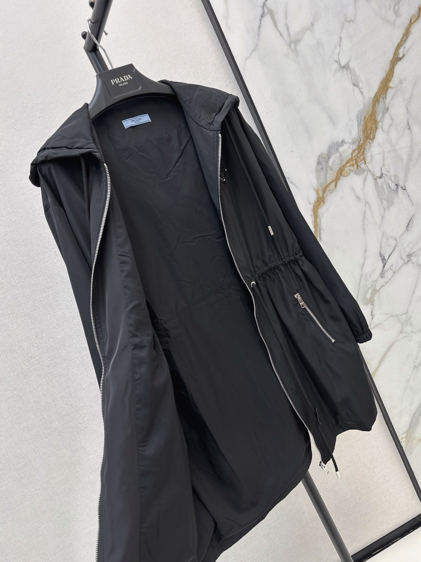 Pra 26fw drawstring hooded trench coats