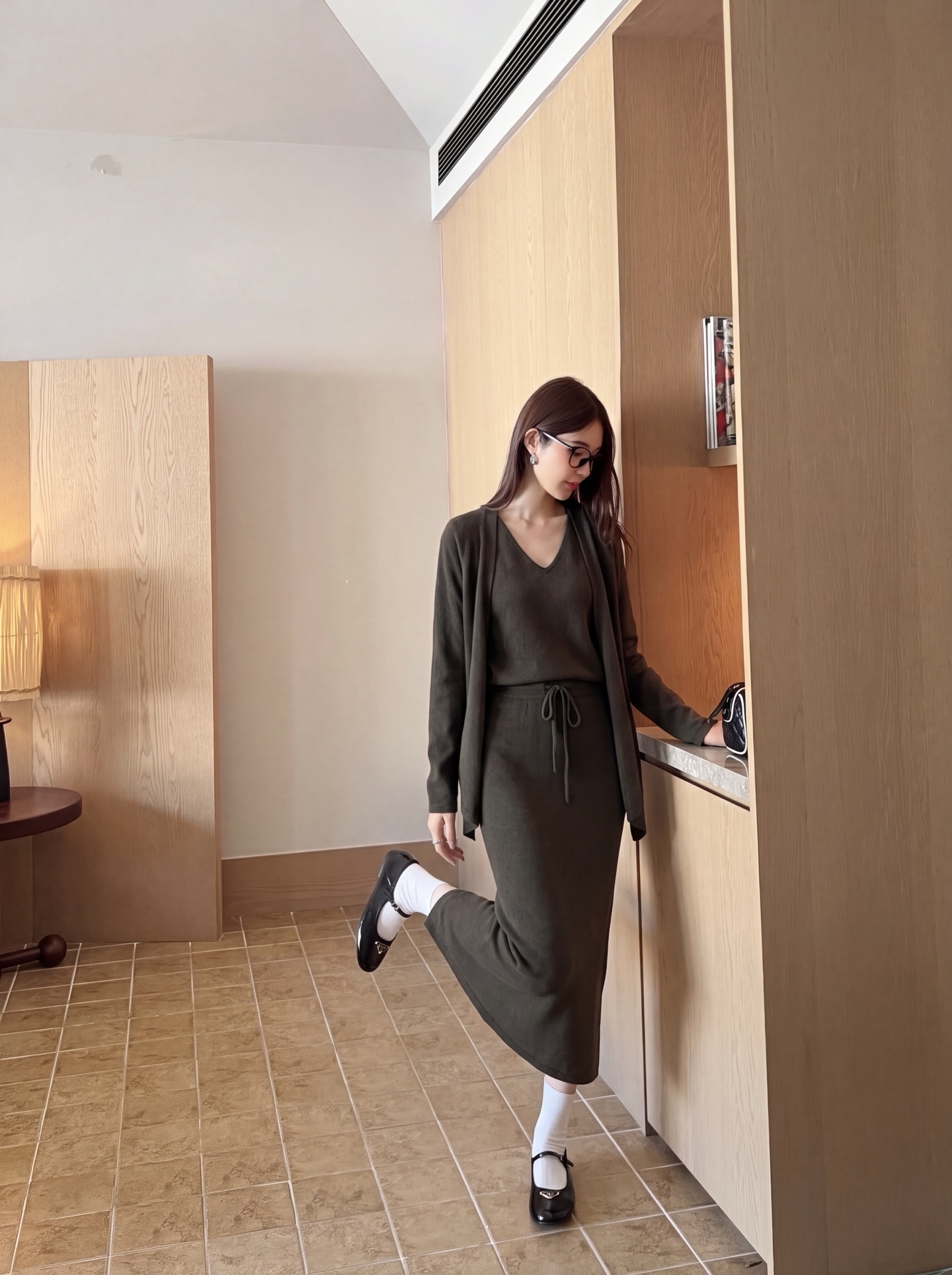 Max 26fw wool knit vest cardigan skirt sets