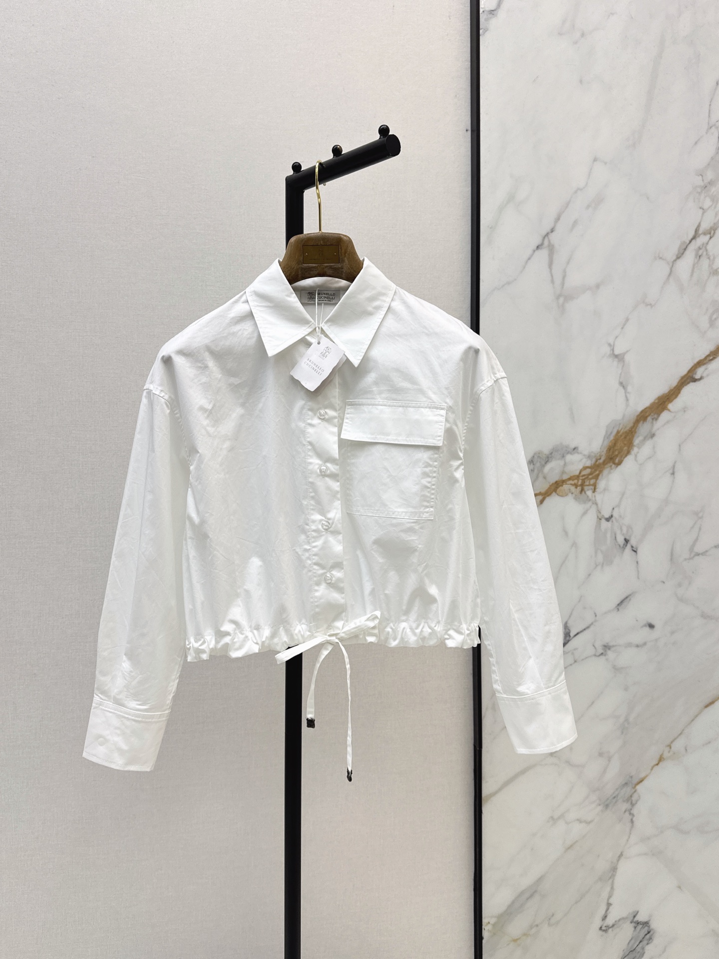 Brun 26fw cropped drawstring shirt
