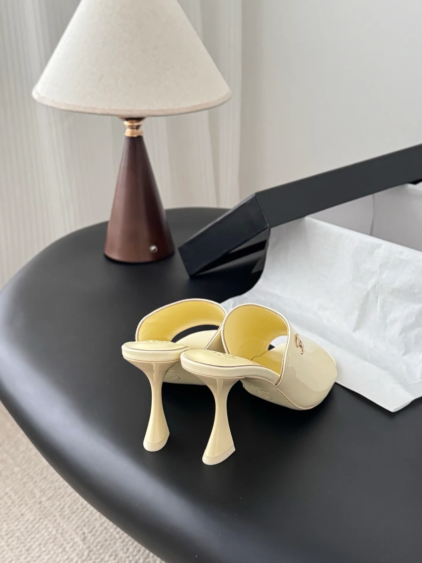 Chan 25fw high heeled slides sandals