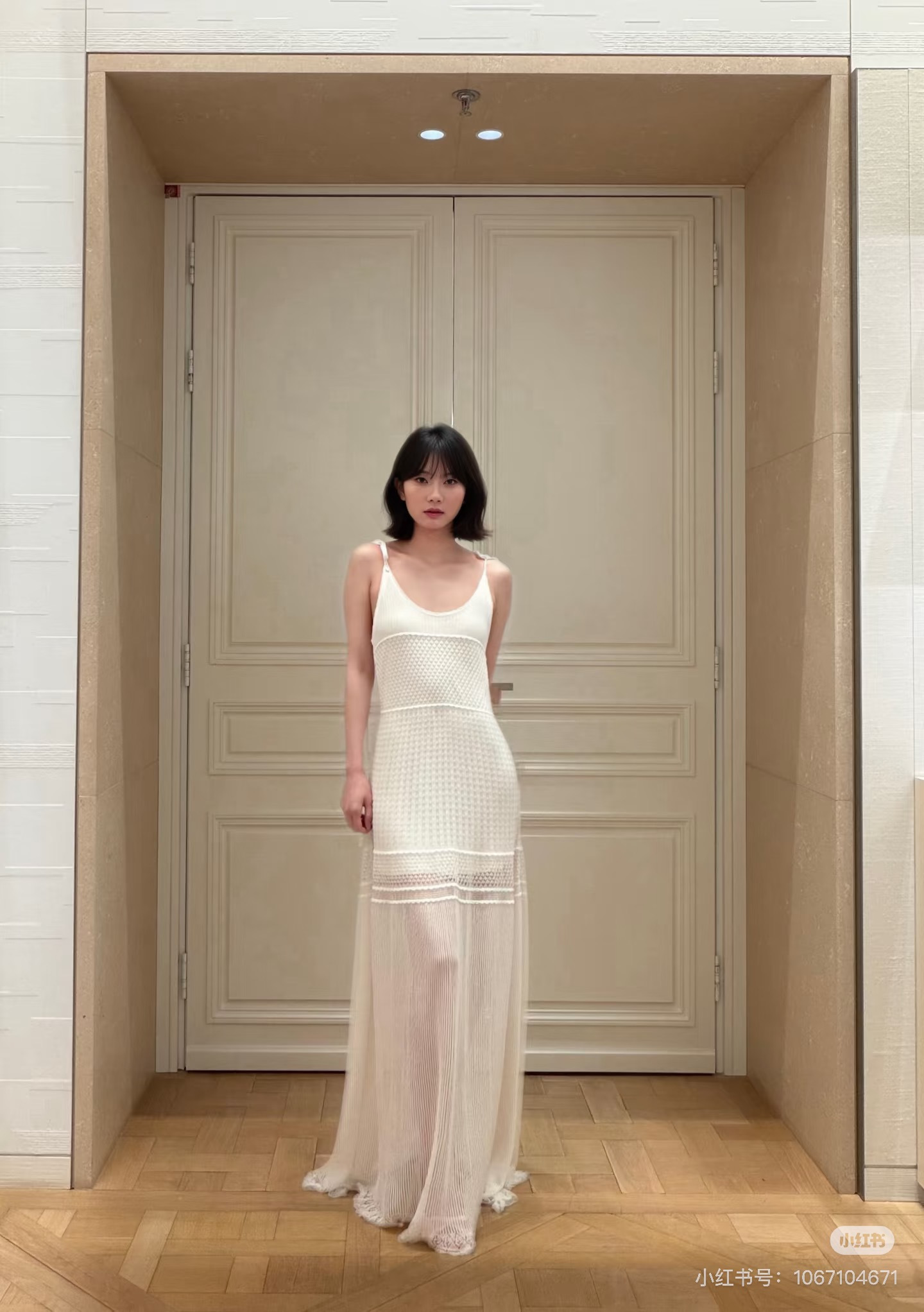 CD 26ss hollow knit slip dress