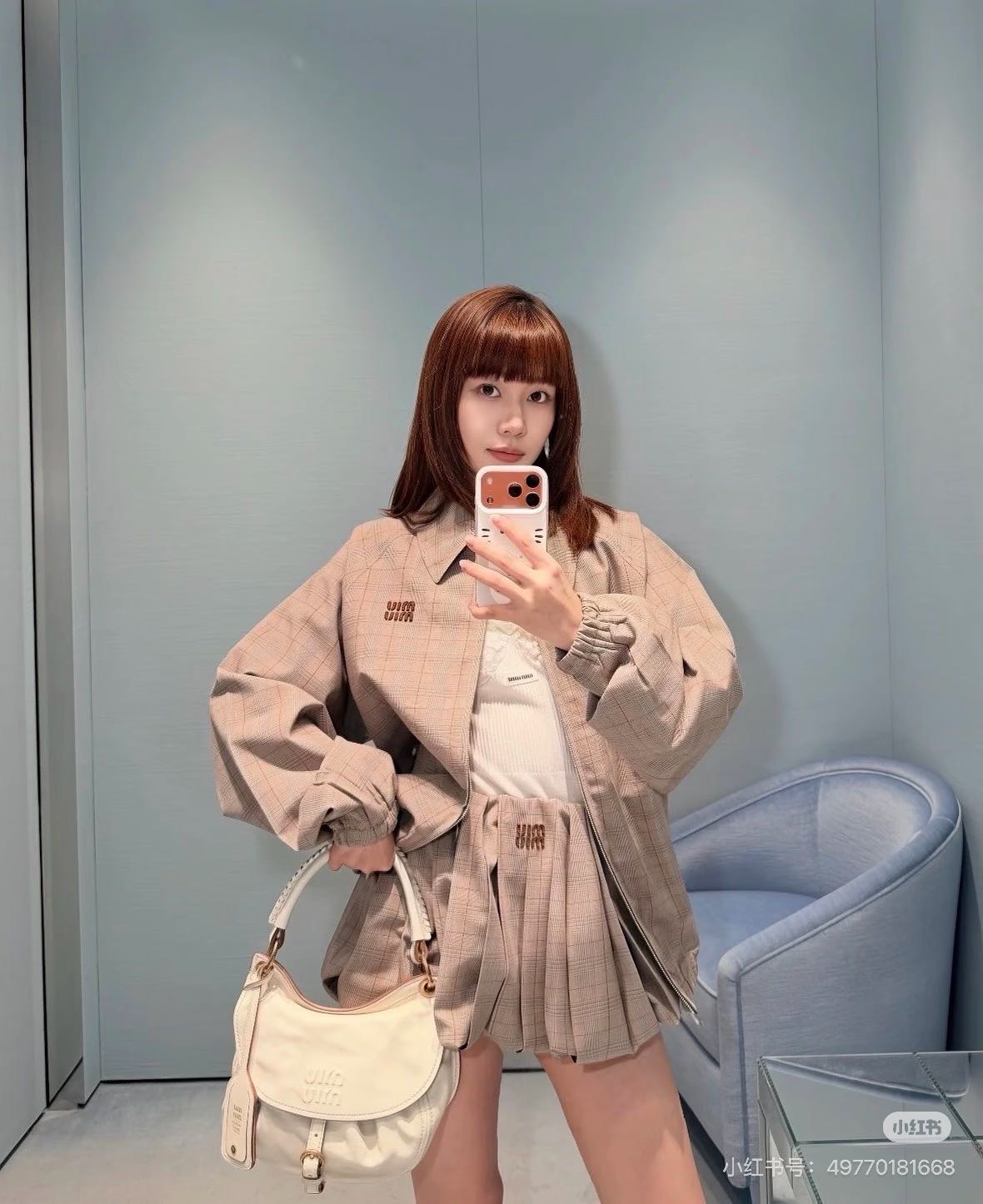 Miu 26fw check mini skirt