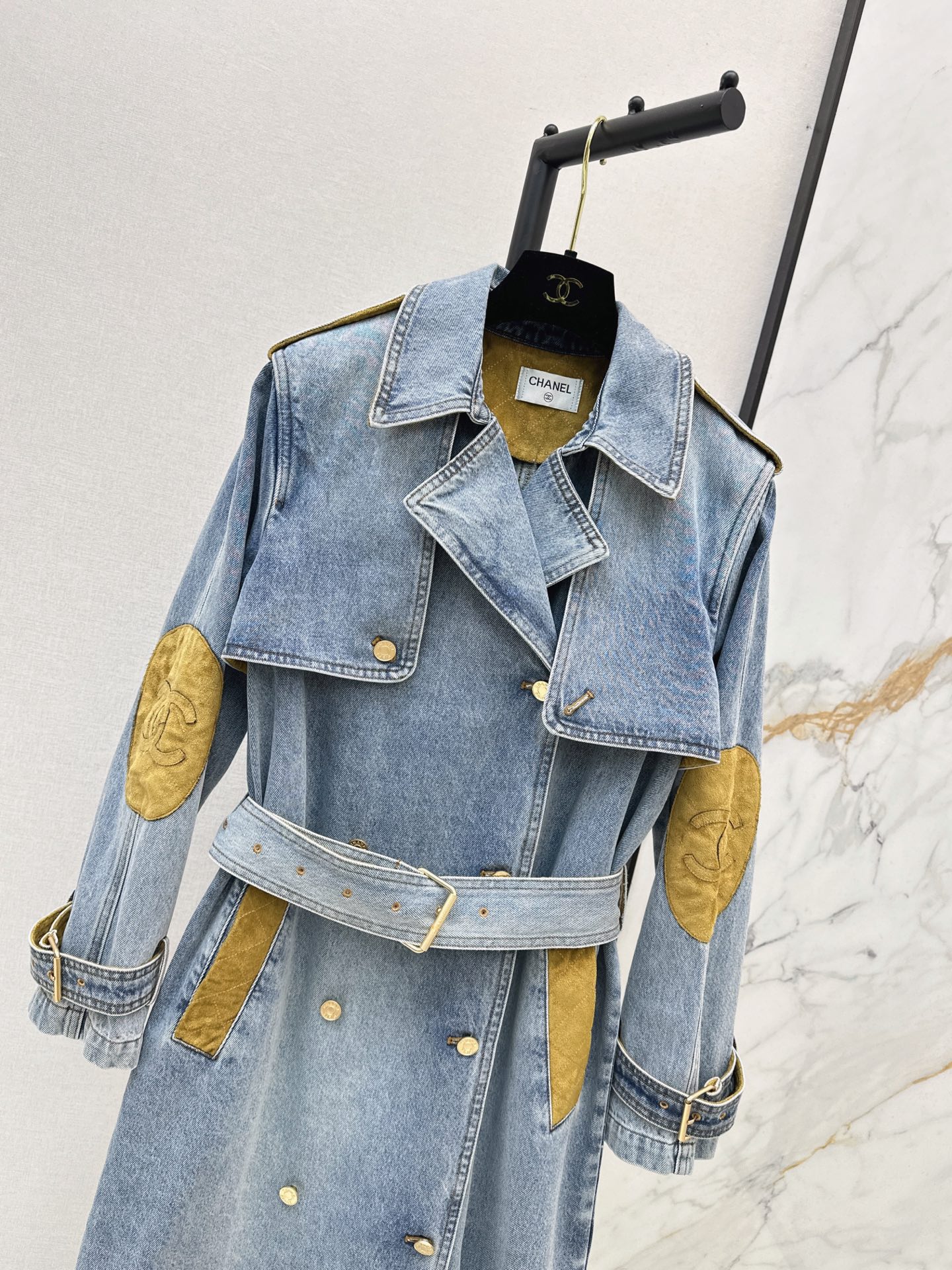 Chan 26fw suede fleece denim trench coats