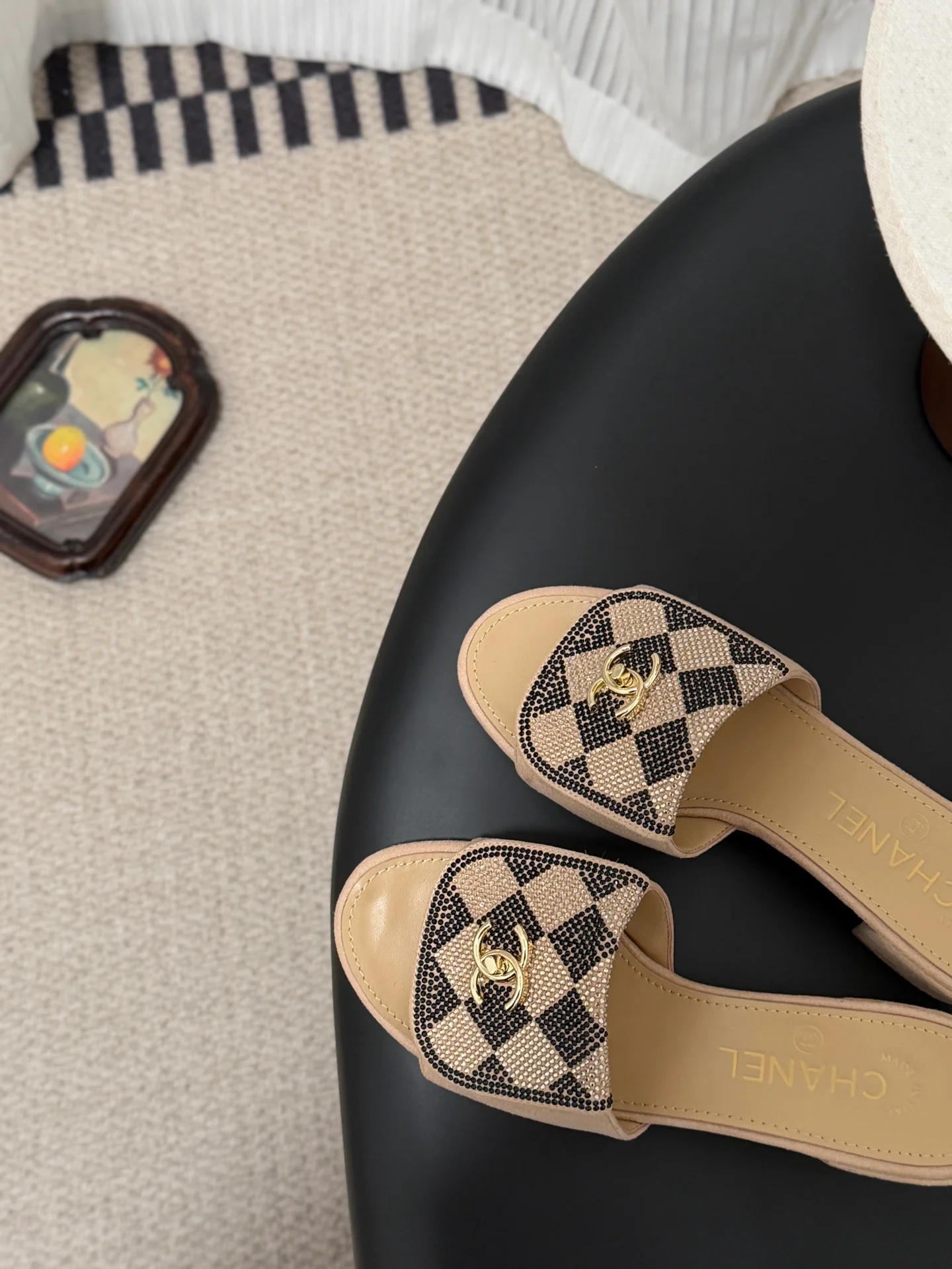 Chan 26ss rhinestone-embellished chunky sandals