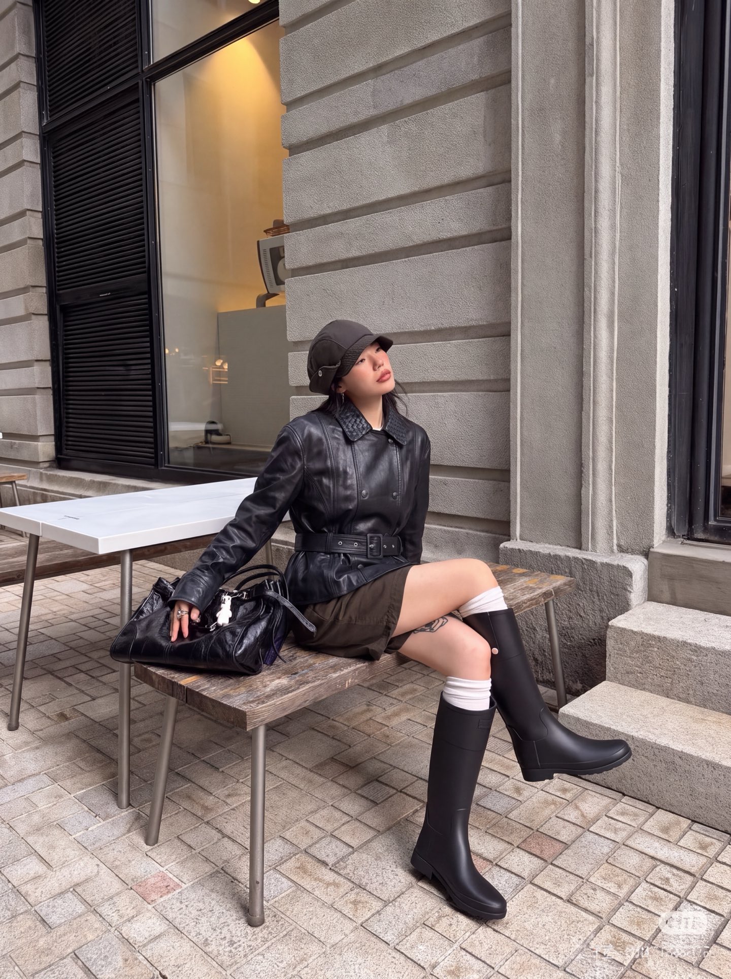 Bott 26fw belted leather jacket