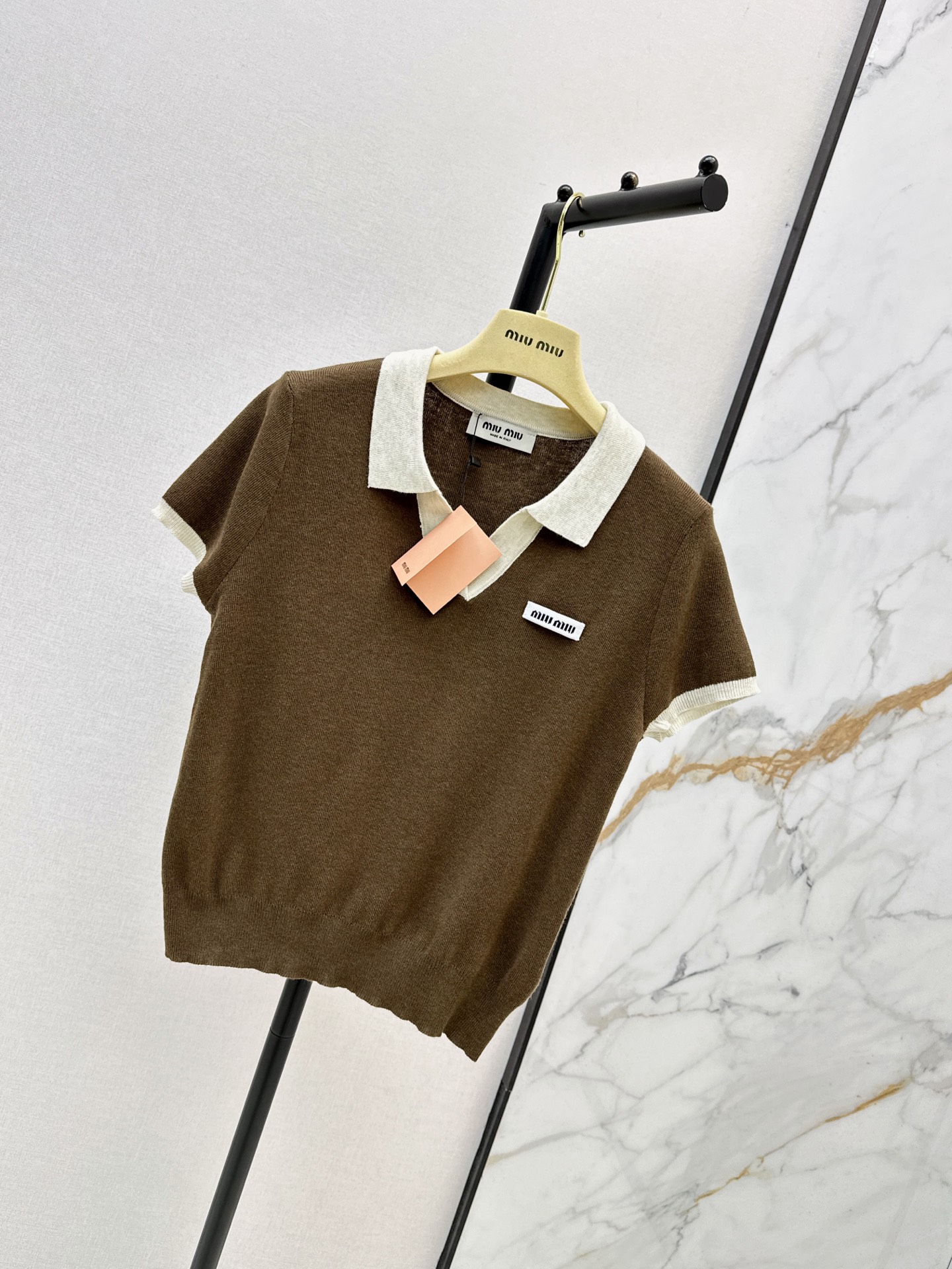 Miu 26ss polo knit top