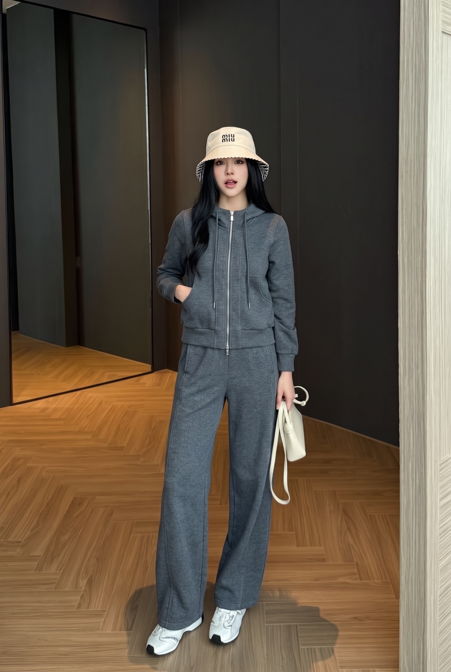 Brun 26fw hooded zipper jacket pants sets