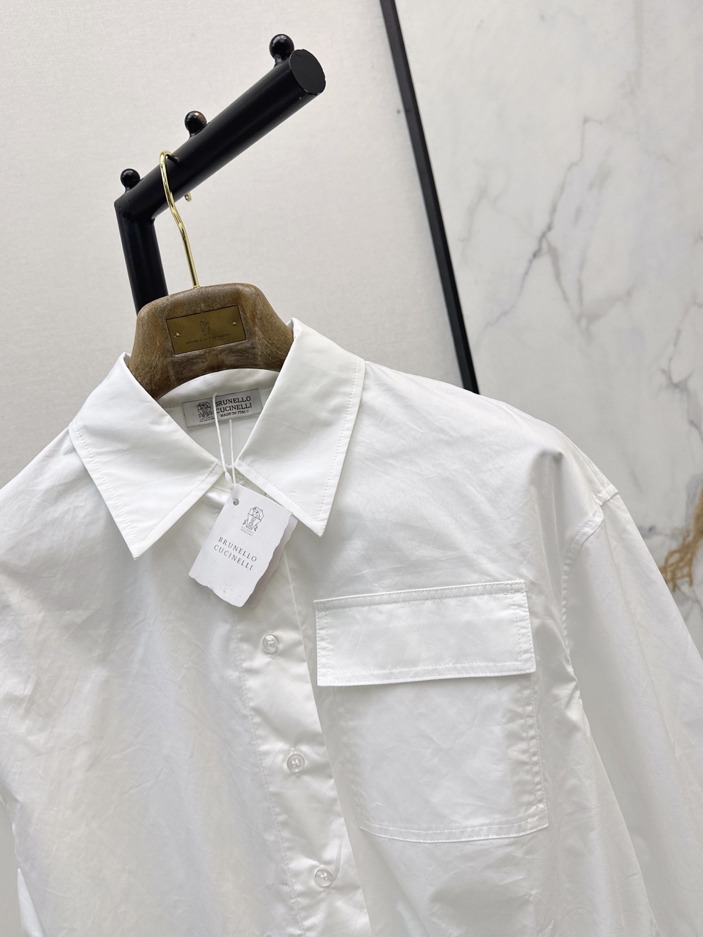 Brun 26fw cropped drawstring shirt