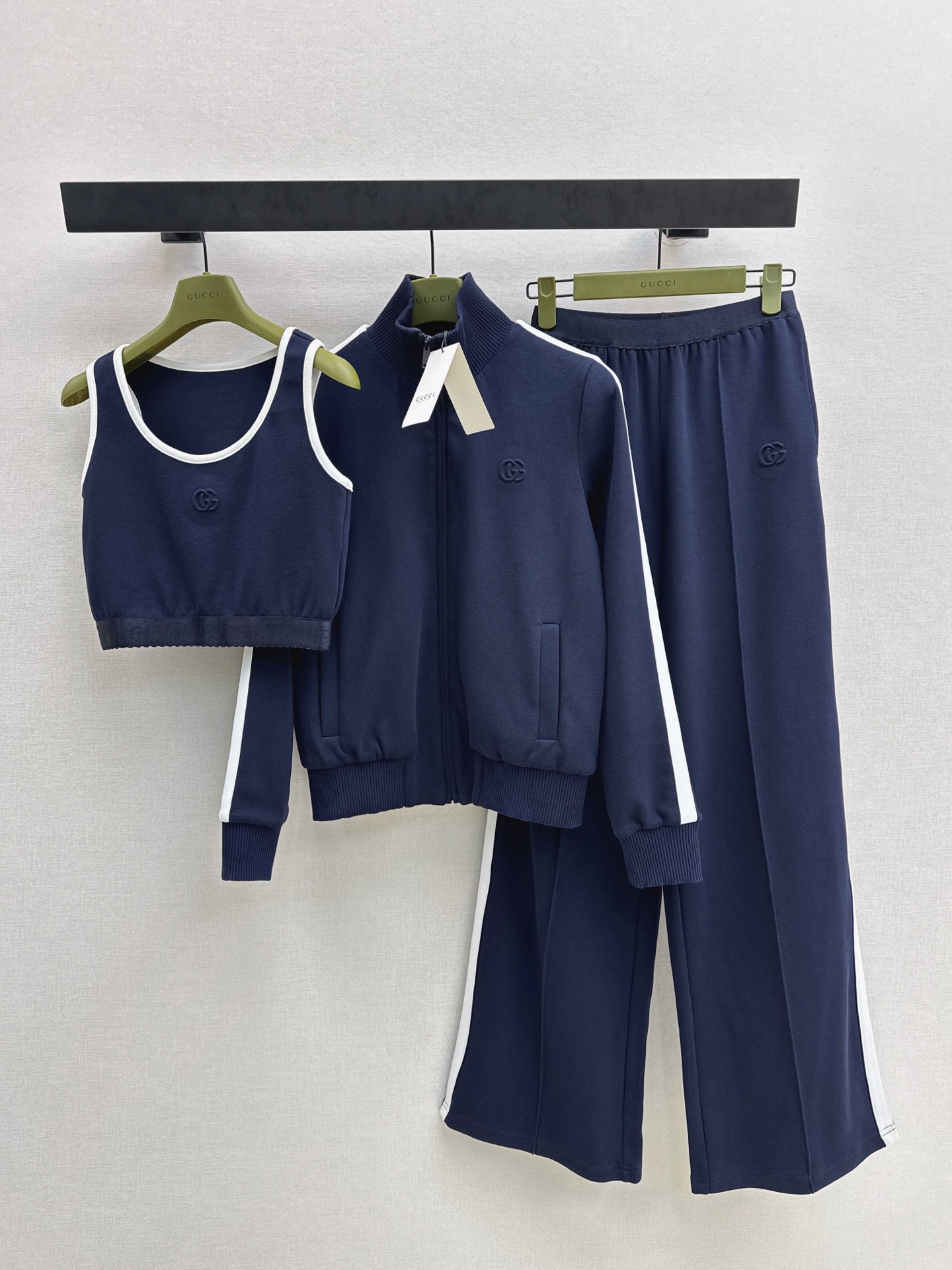Guc 26fw zipper jacket vest pants sets