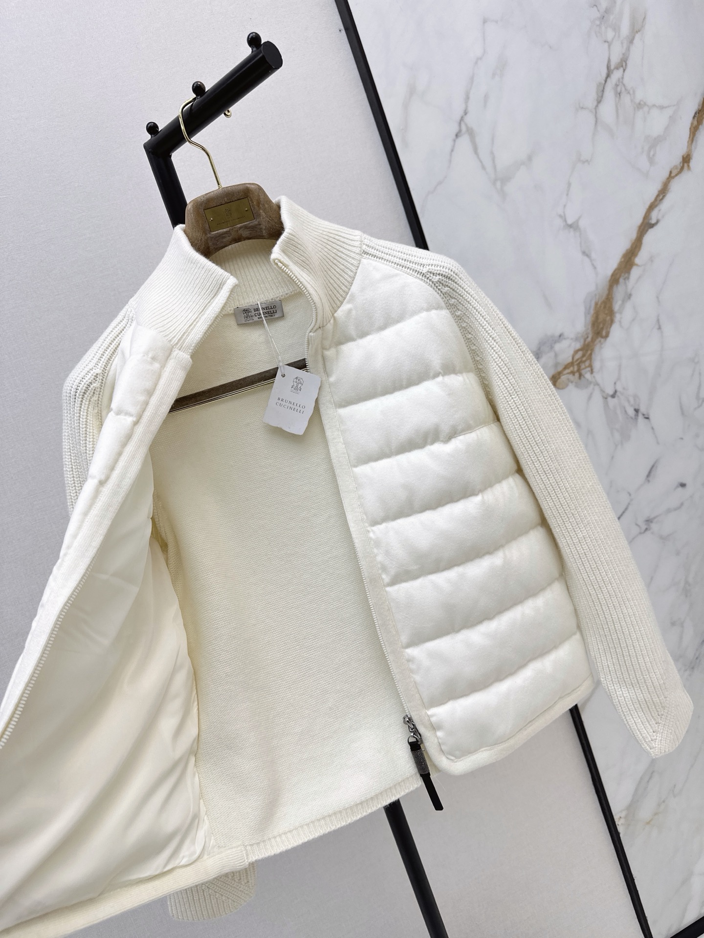 Brun 26fw knit contract down jacket