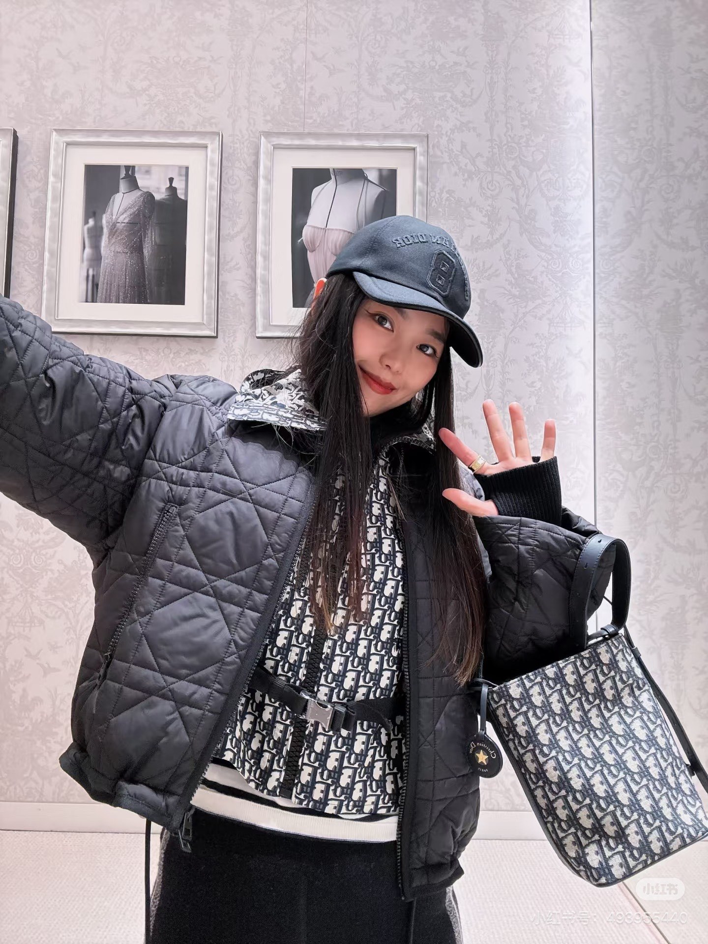 CD 26fw diamond-quilted jacket with scarf collar