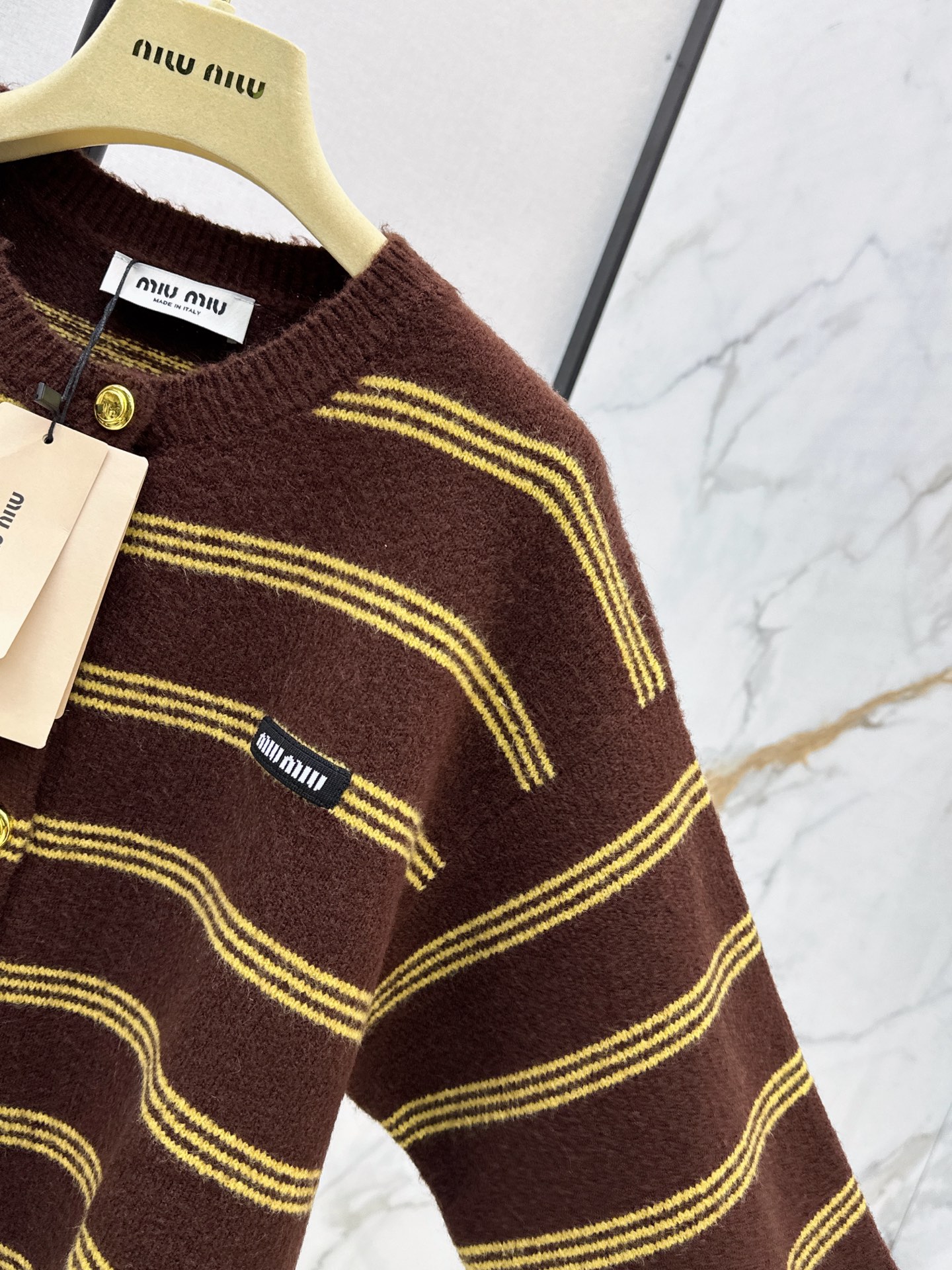 Miu 26fw stripe knit cardigan