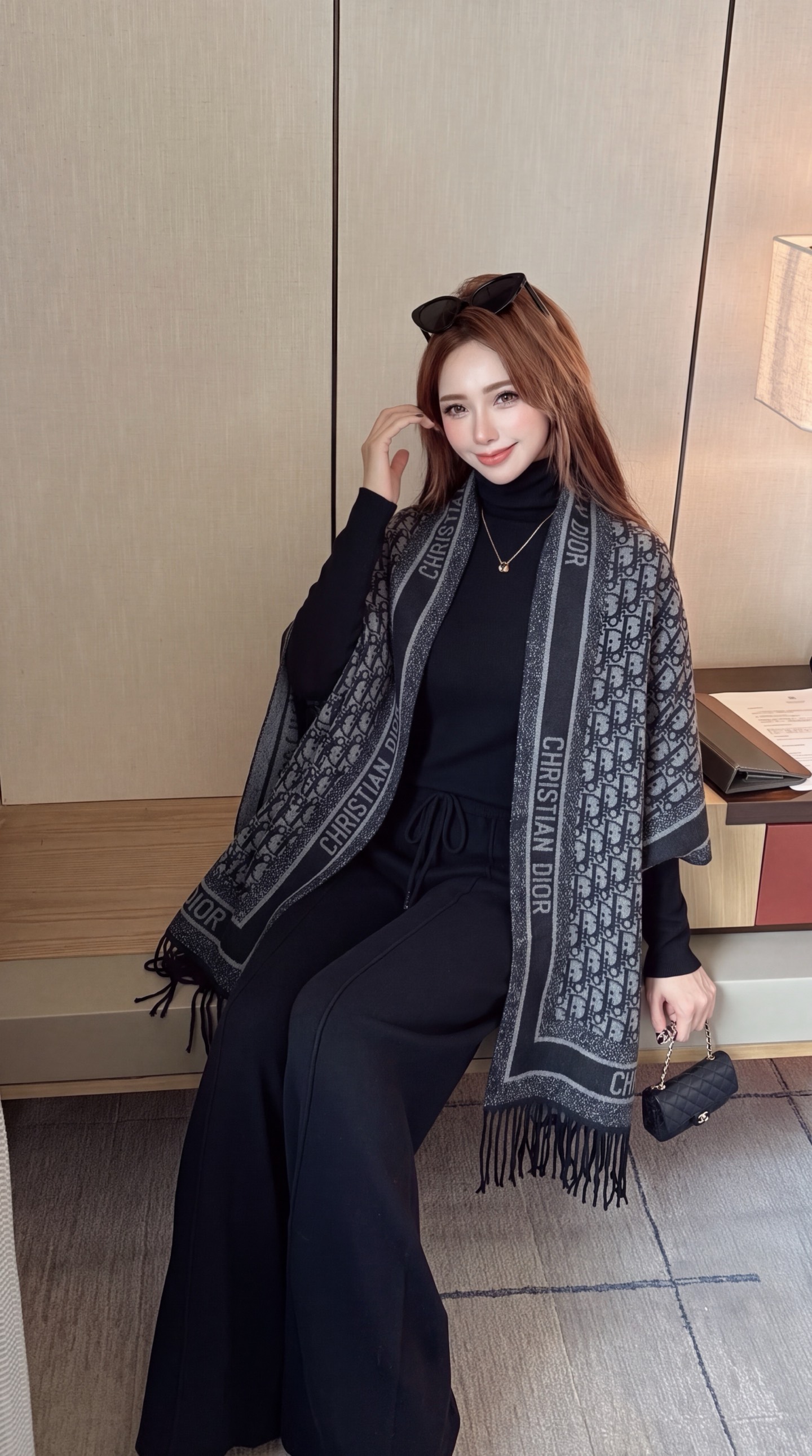 CD 26fw knit shawls basic tee pants sets