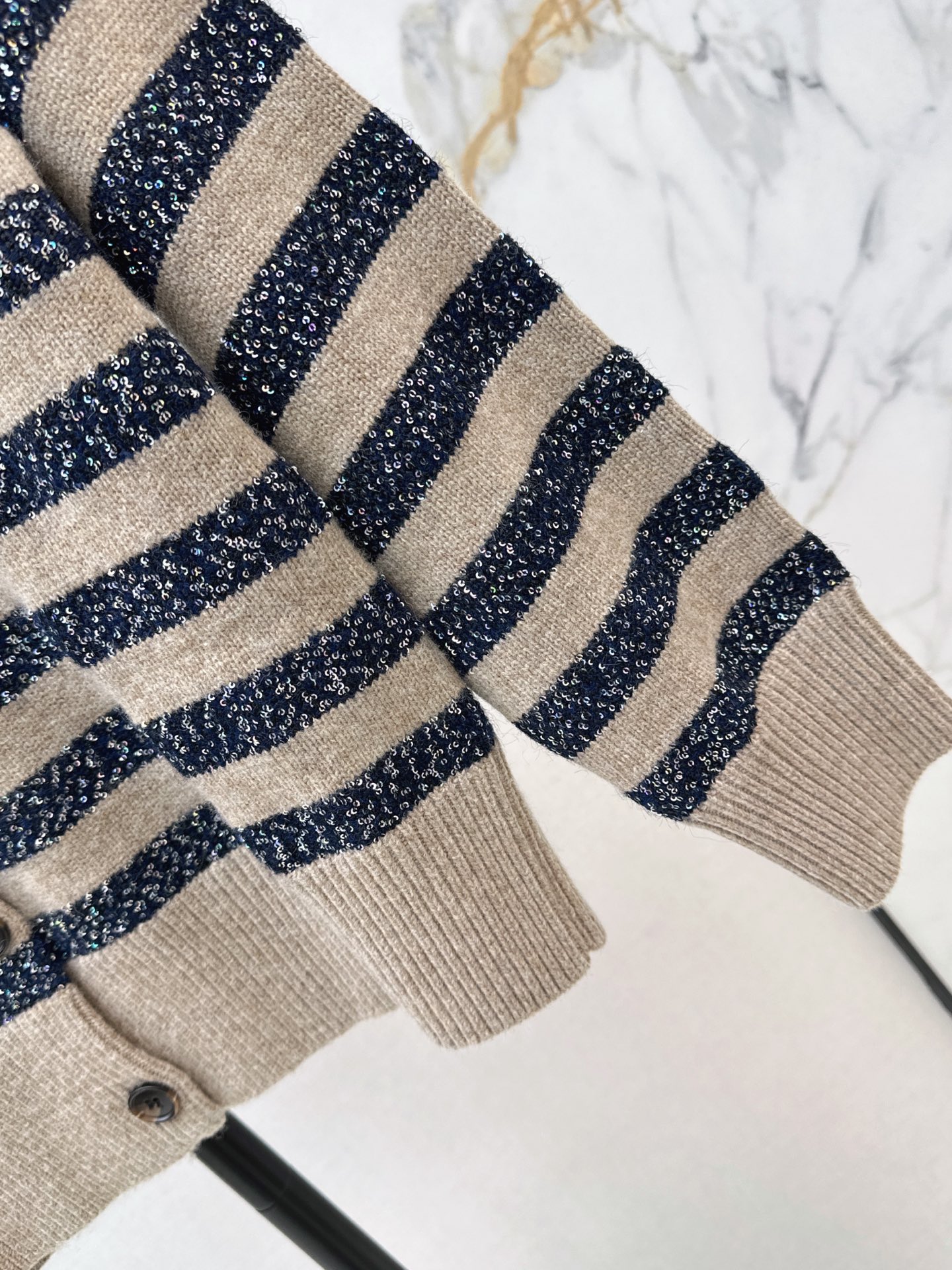 Brun 26fw stripe knit cardigan