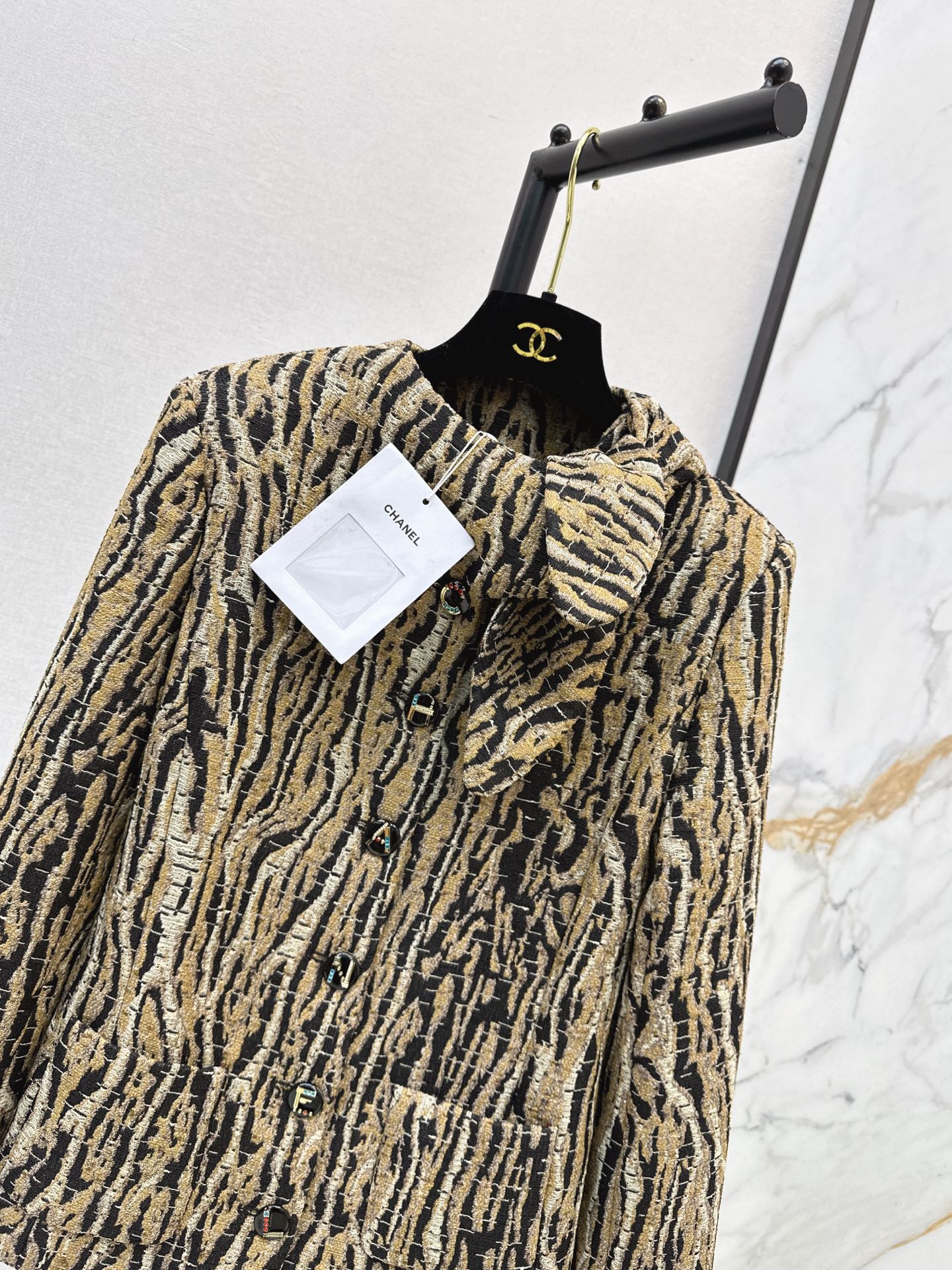 Chan 26fw leapard jacquard woven jacket
