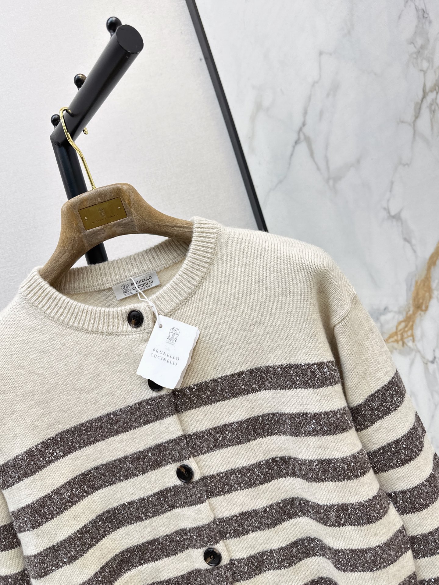 Brun 26fw stripe knit cardigan