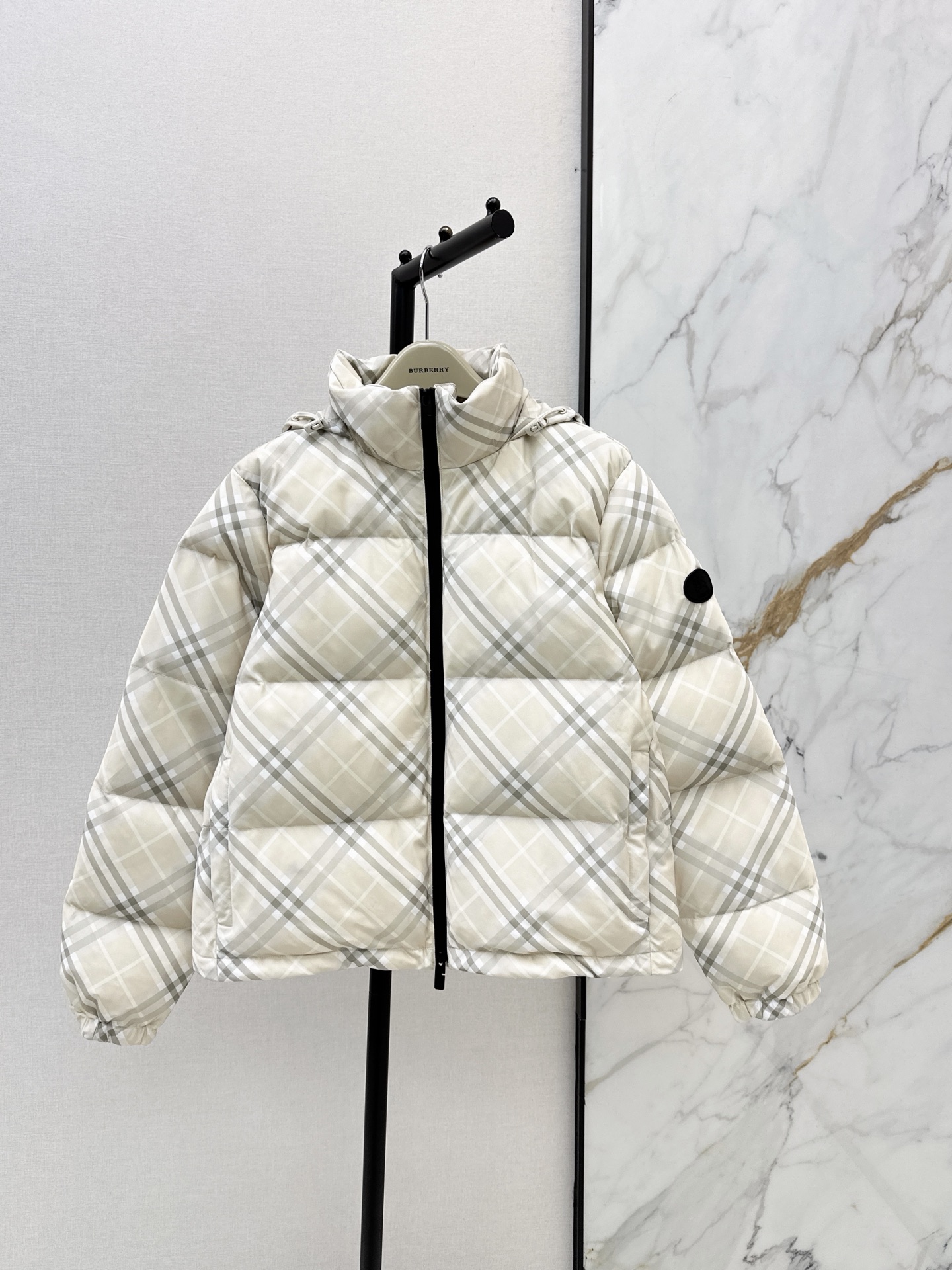 Bur 26fw check cropped down jacket