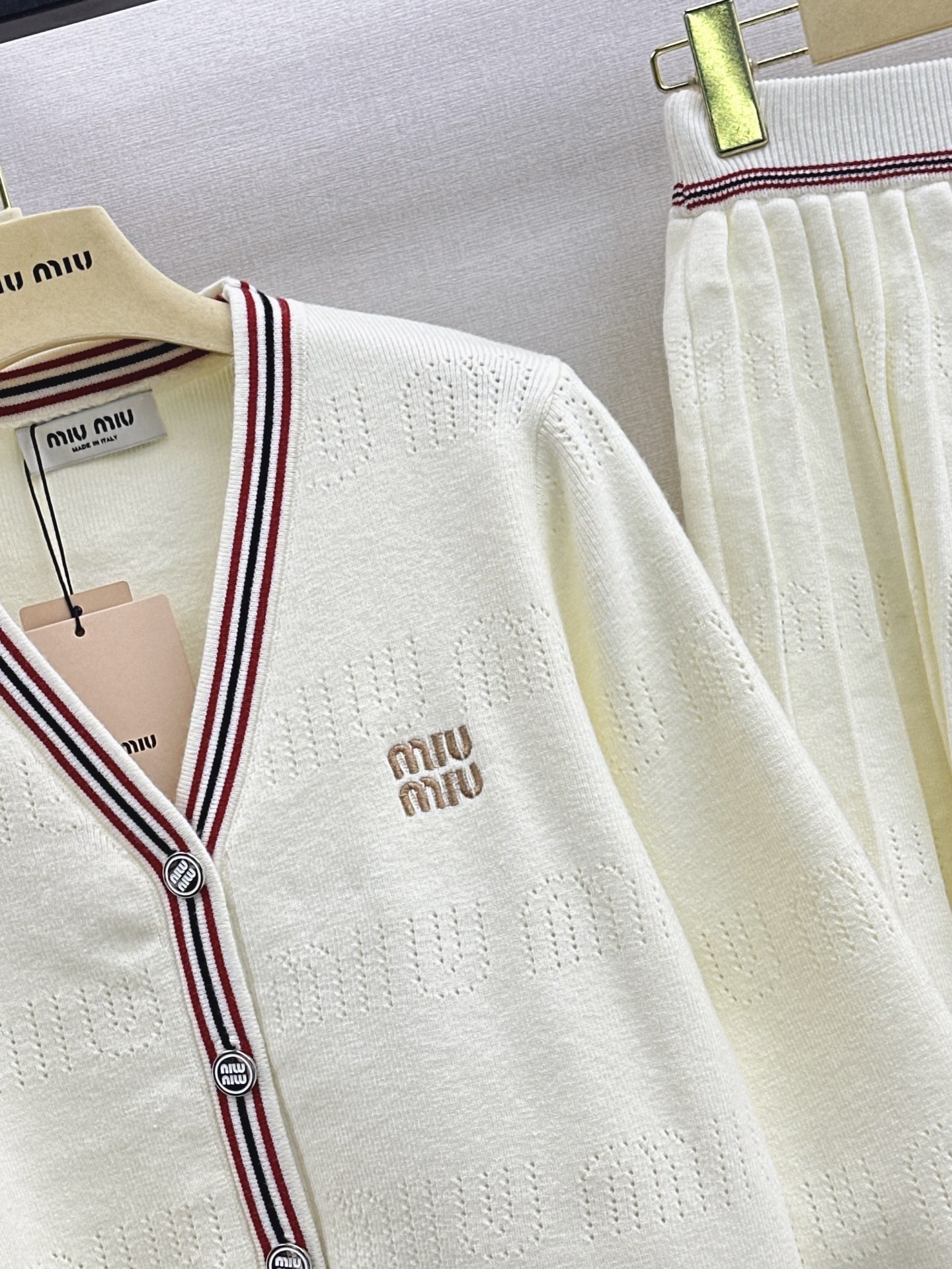Miu 26fw knit cardigan pleated skirt sets