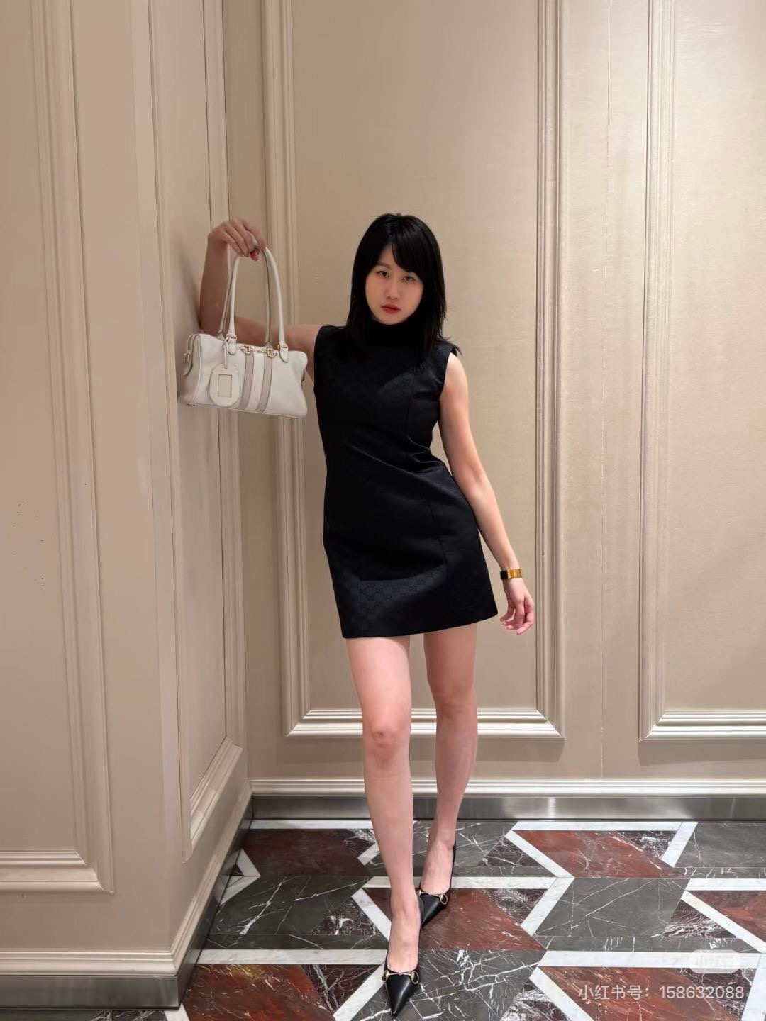Guc 26fw sleeveless jacquard dress