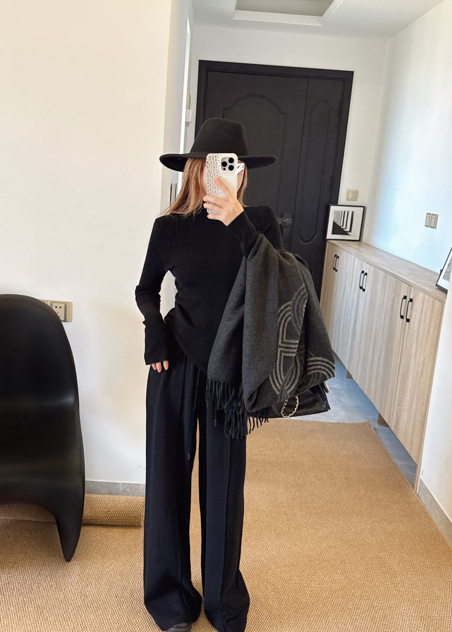 Her 26fw knit knitwear shawls pants sets