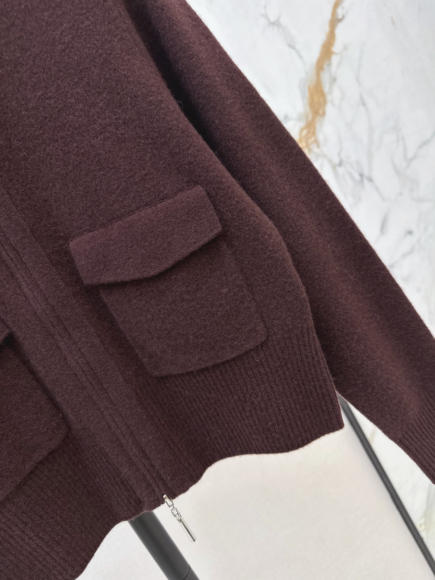 Brun 26fw stand collar knit cardigan