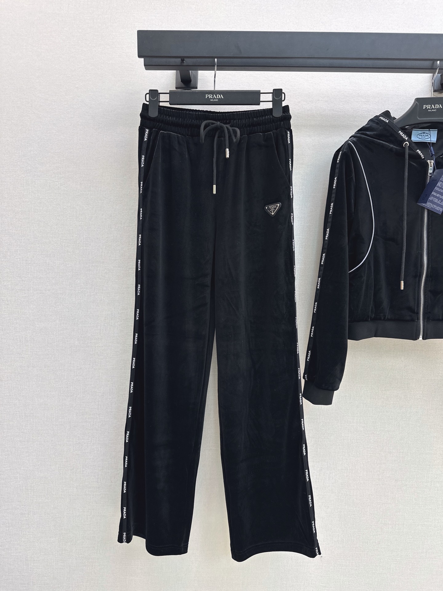 Pra 26fw velvet hooded jacket pant sets