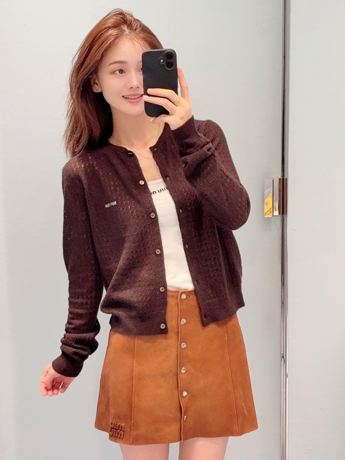 Miu 26fw hollow knit cardigan