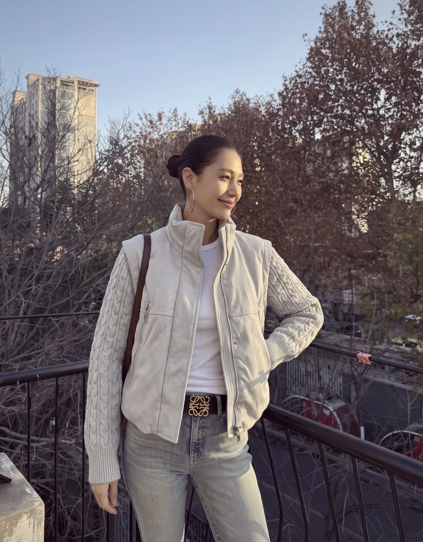 Bott 26fw detachable sleeve knit contract down jacket