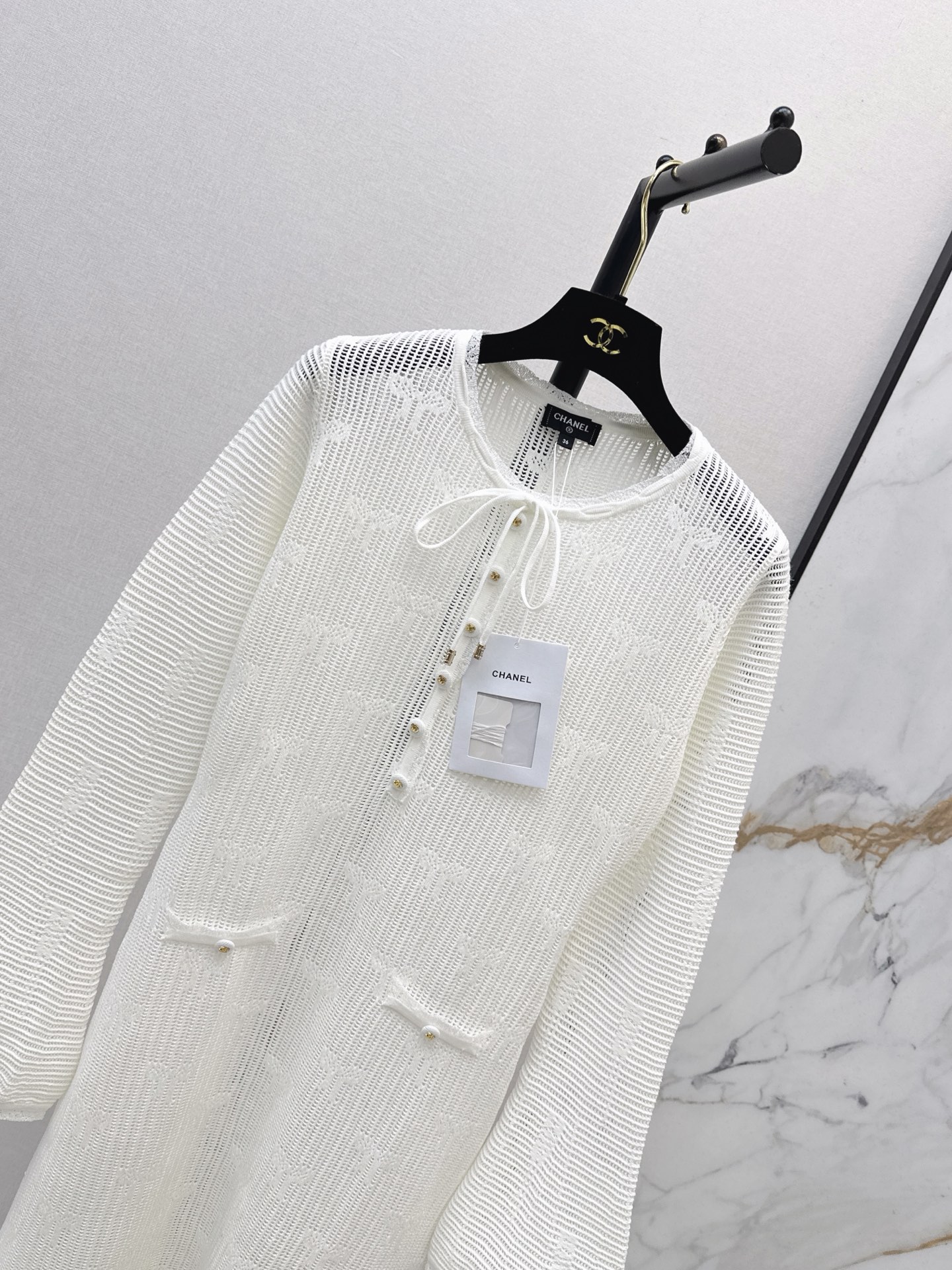 Chan 26fw hollow jacquard knit dress