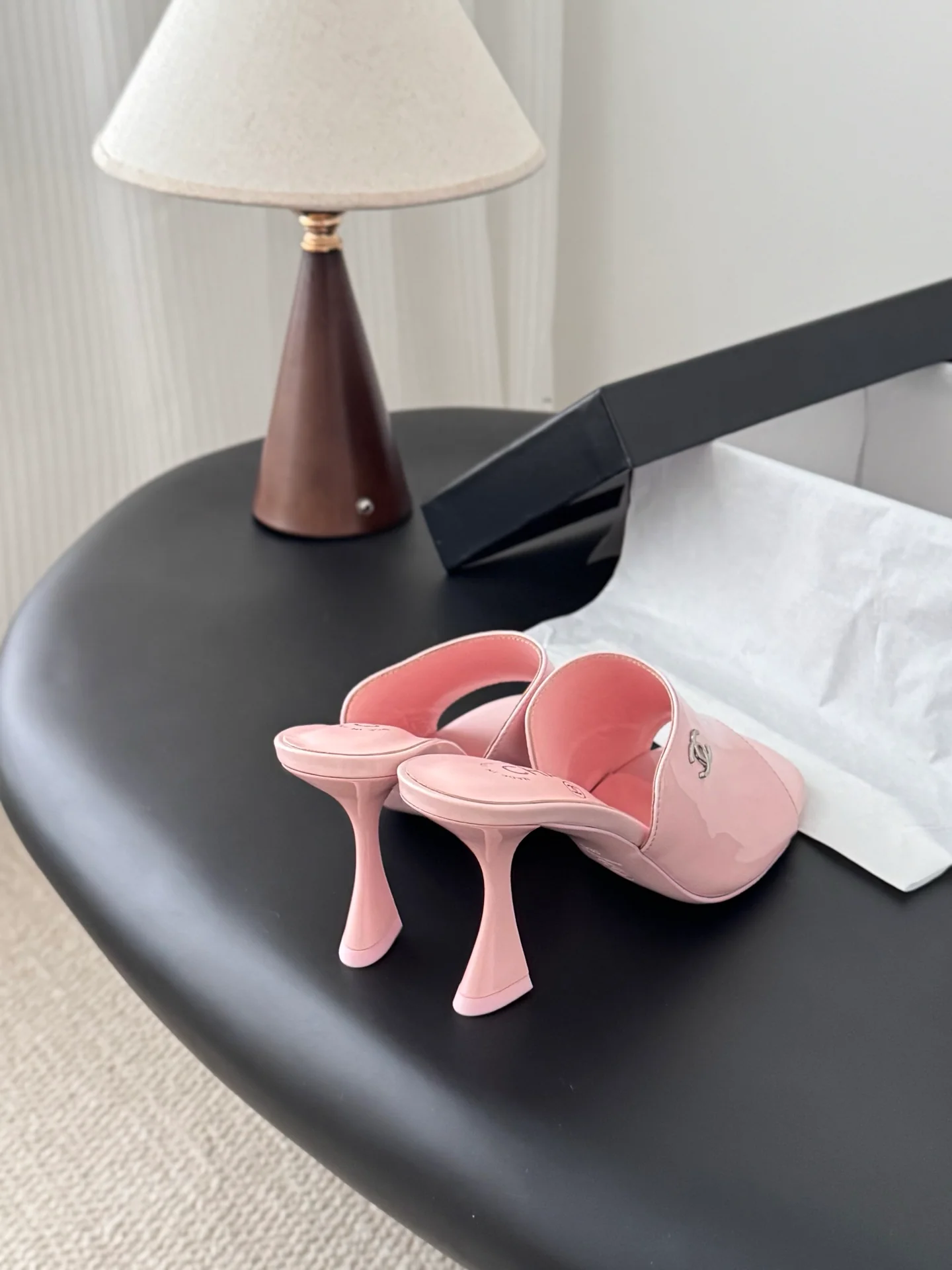 Chan 25fw high heeled slides sandals