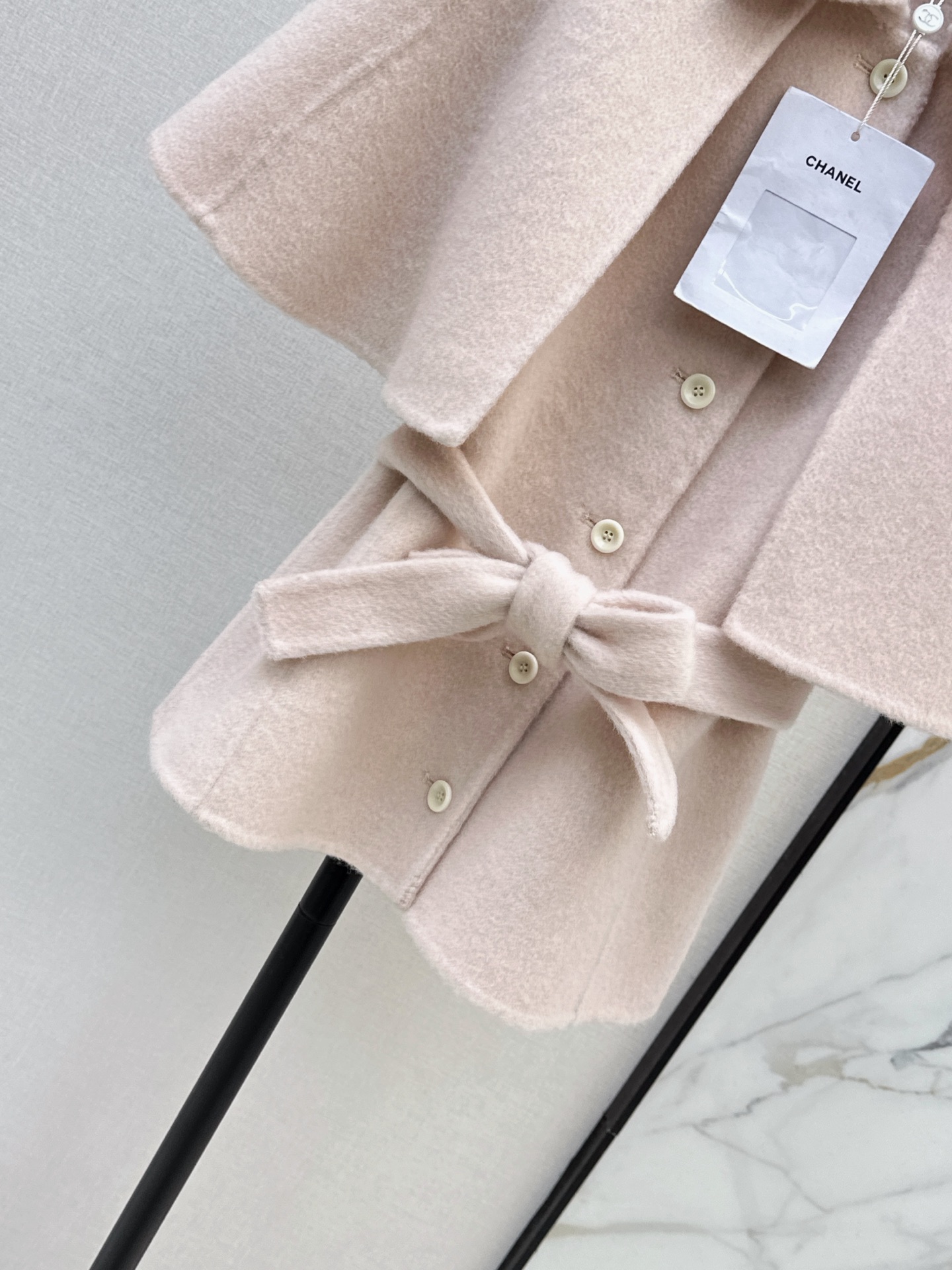 Chan 26fw woolen belted vest cape jacket sets