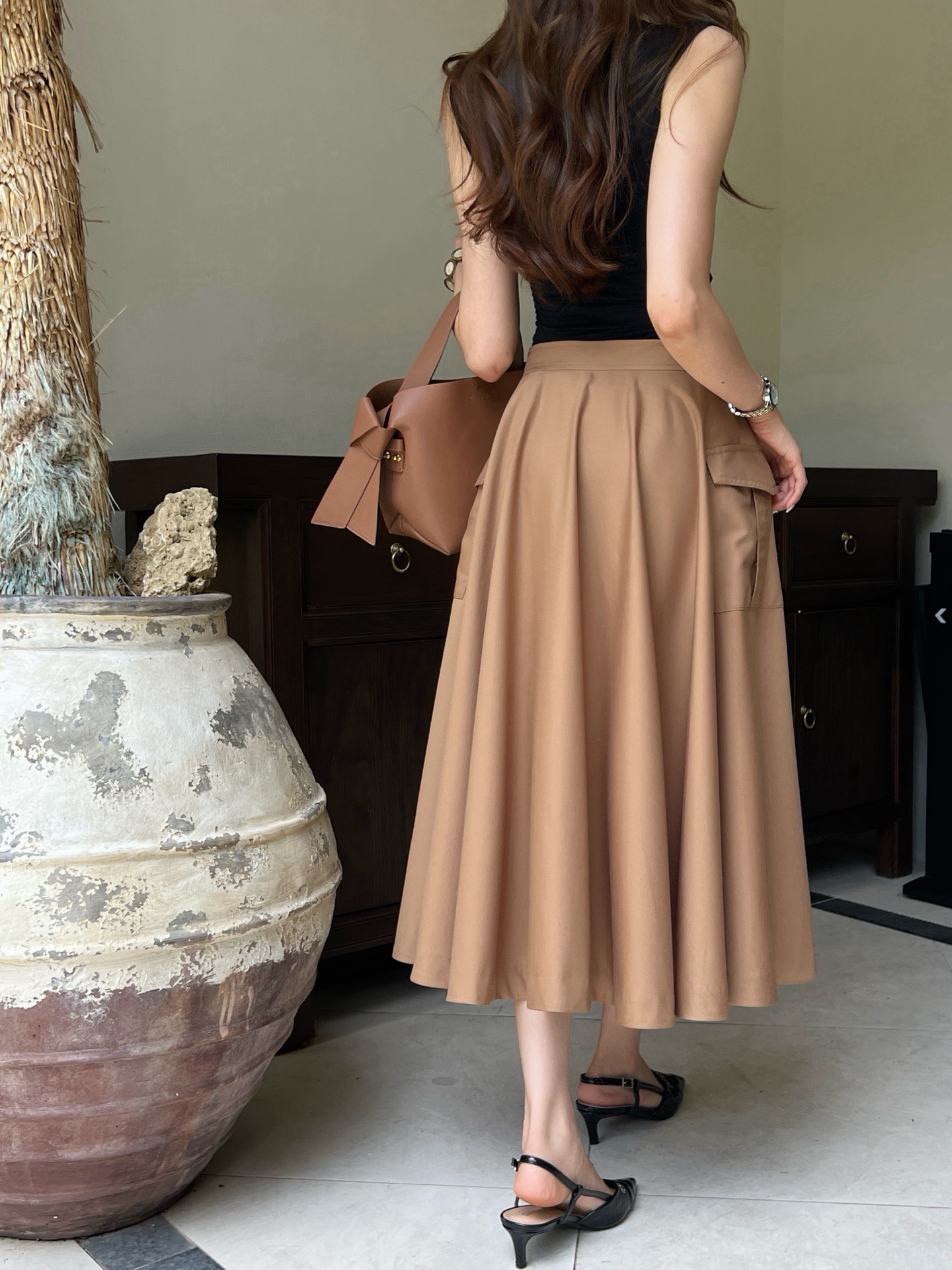 Celi 26ss cargo pleated skirt