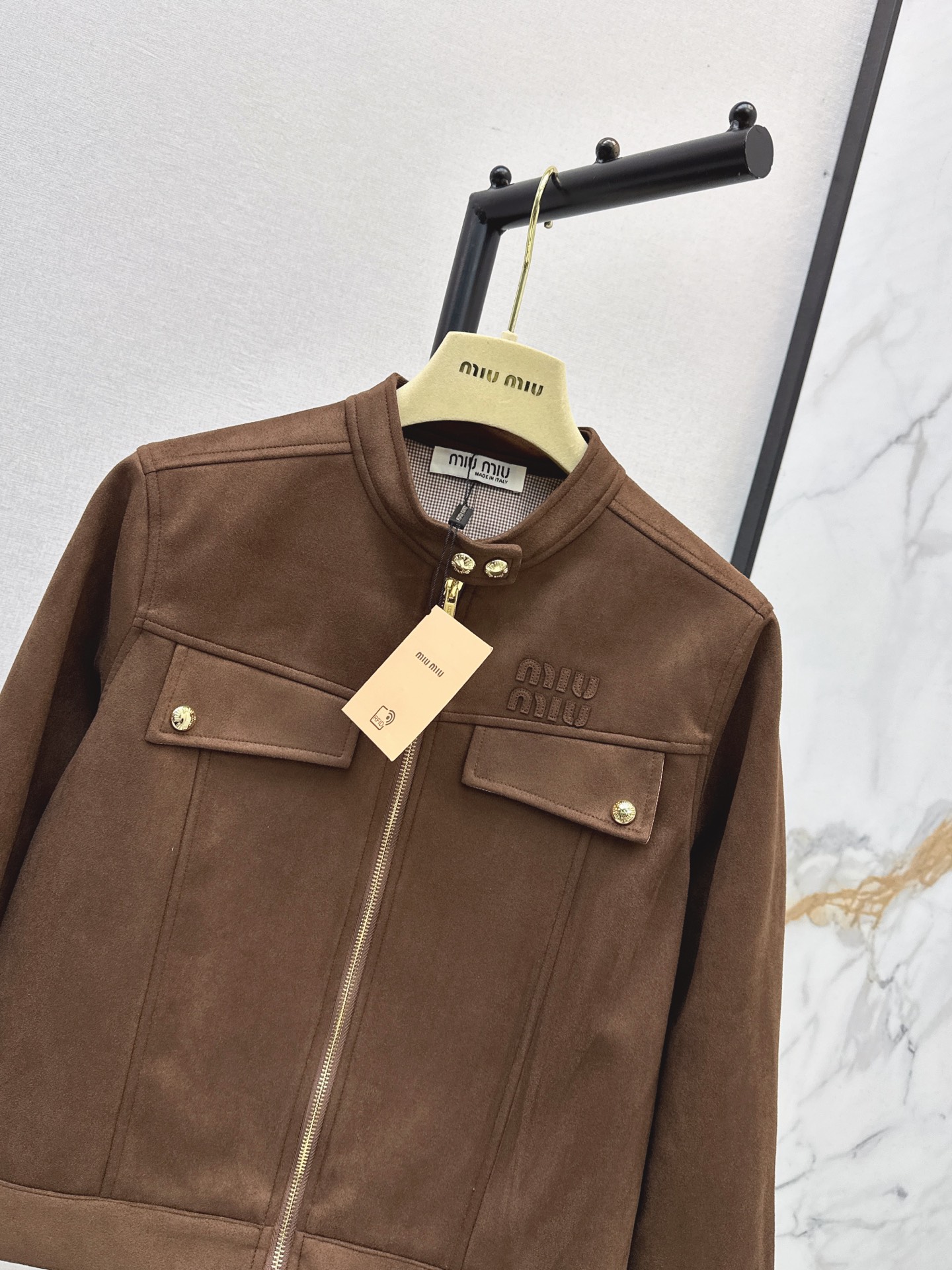 Miu 26fw zip-up cropped jacket