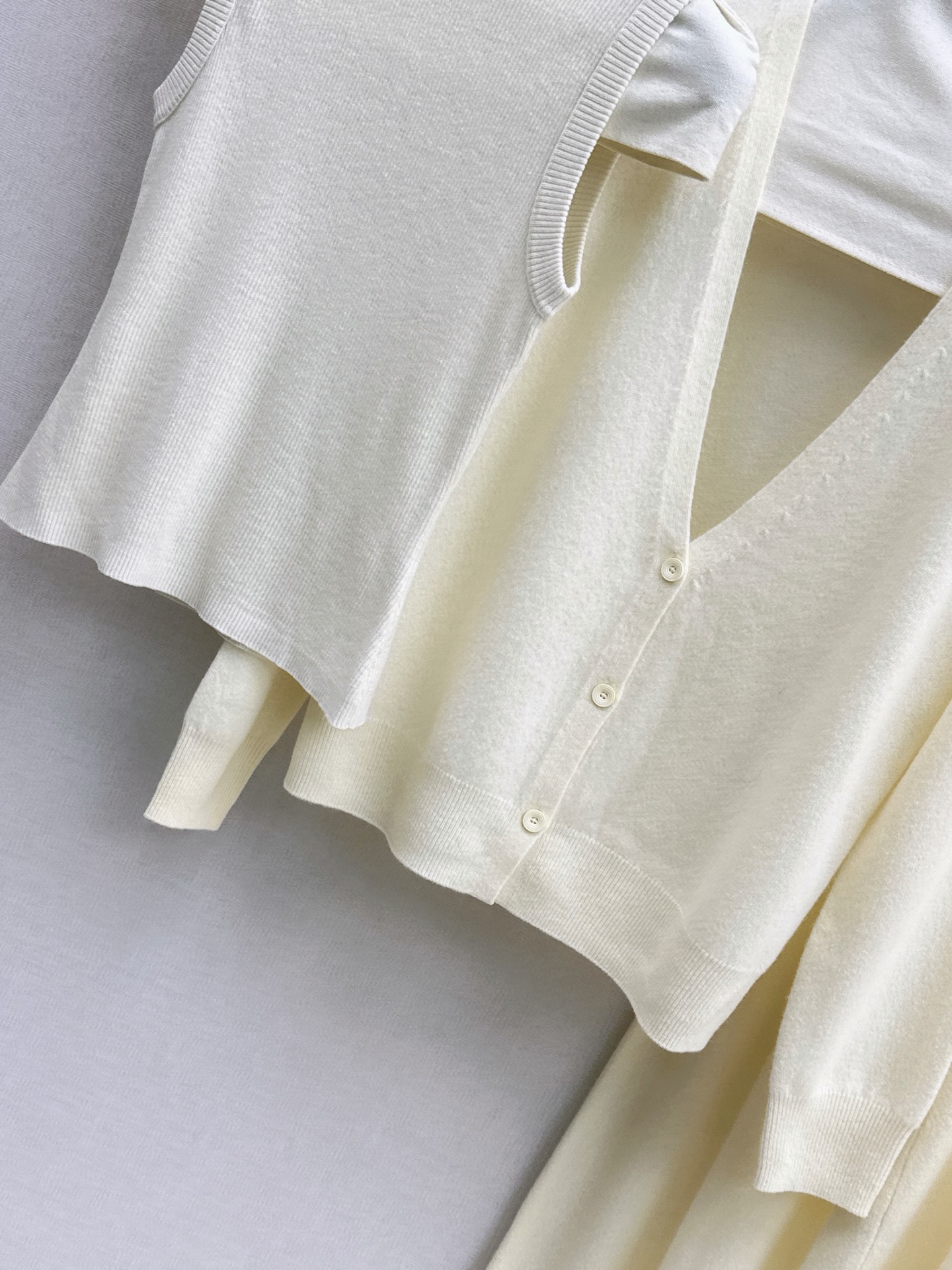 Brun 26fw knit vest cardigan pants sets