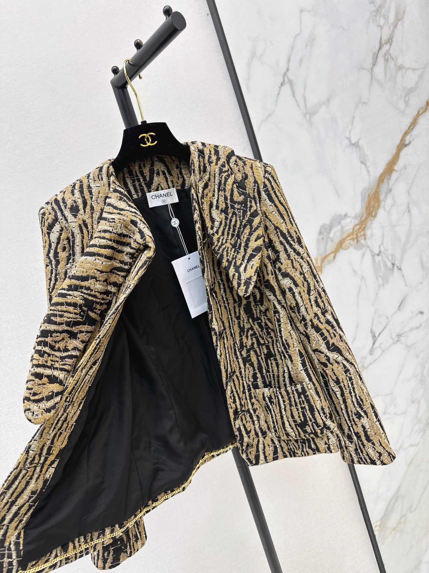 Chan 26fw leapard jacquard woven jacket