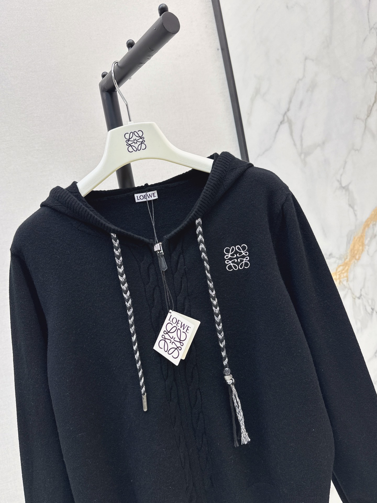Loe 26fw hooded knit cardigan