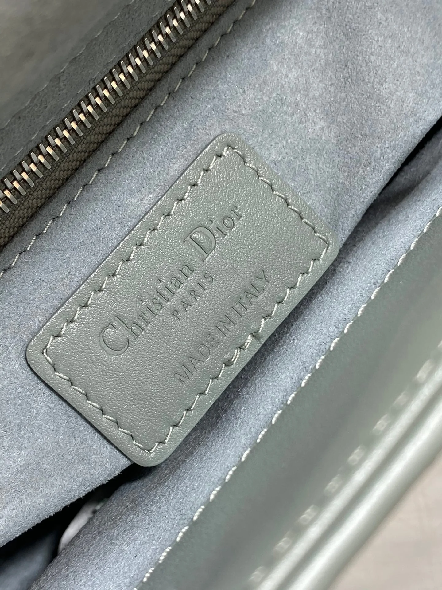 DO Mini Lady Bag  Stone Gray Diamond Pattern Calfskin