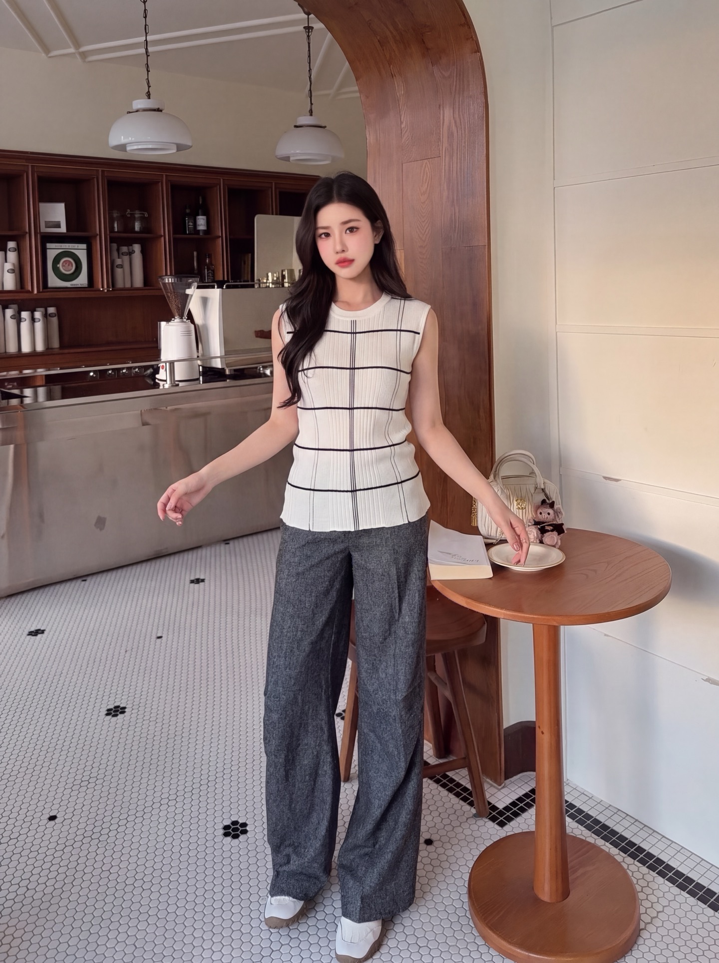 Max 26fw check knit vest
