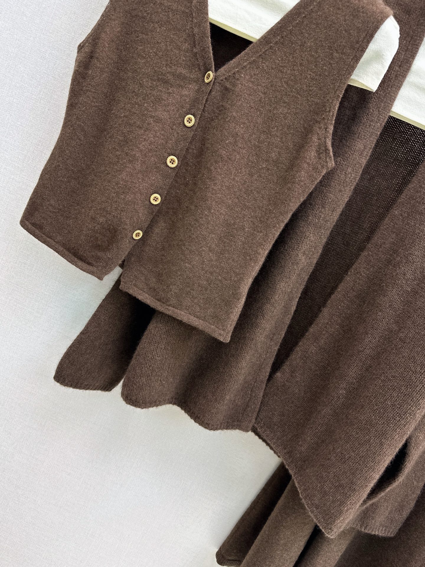 Her 26fw knit cardigan vest pleated skirt sets